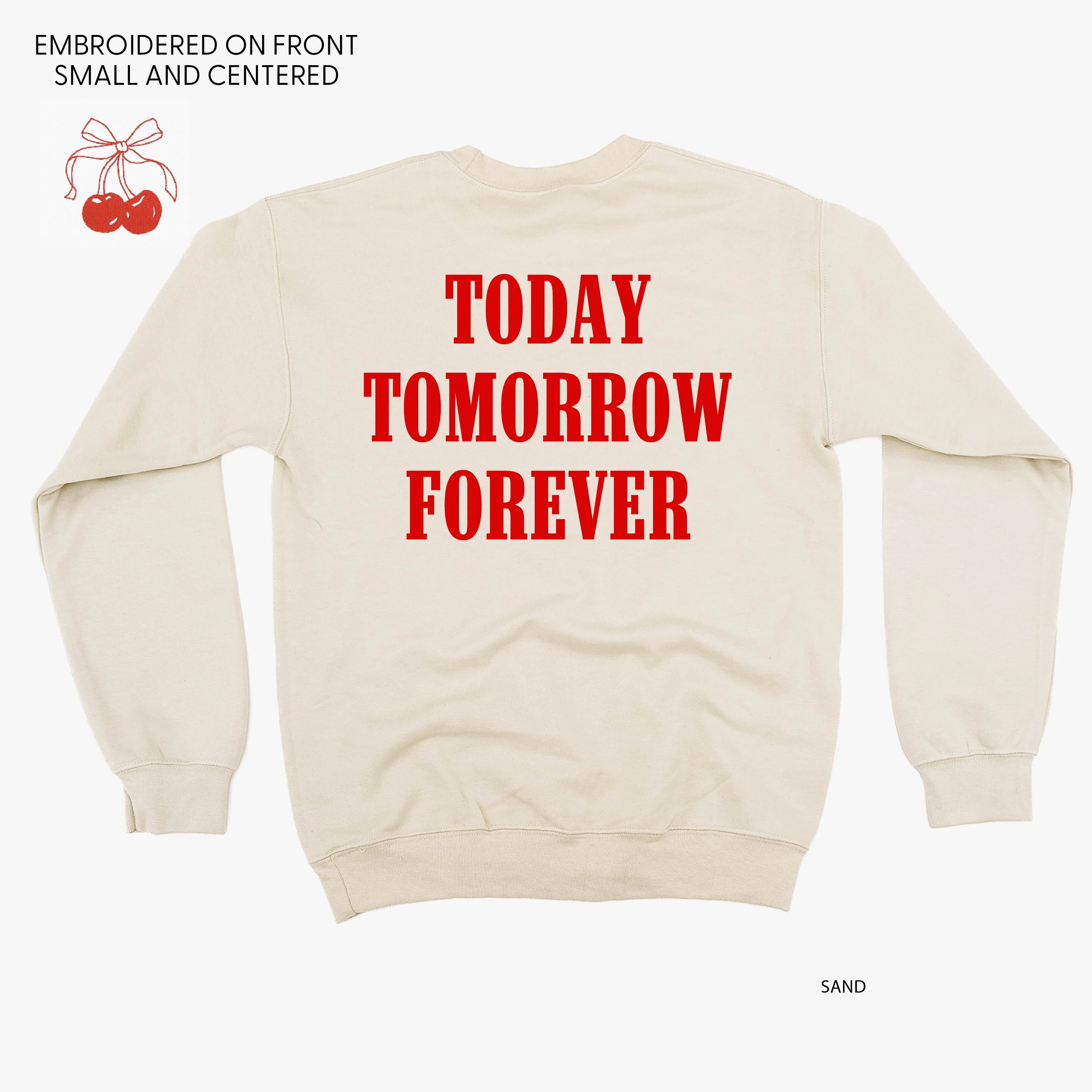 Embroidered/Printed - Cherries w/ Today Tomorrow Forever - Basic Fleece - Image 4