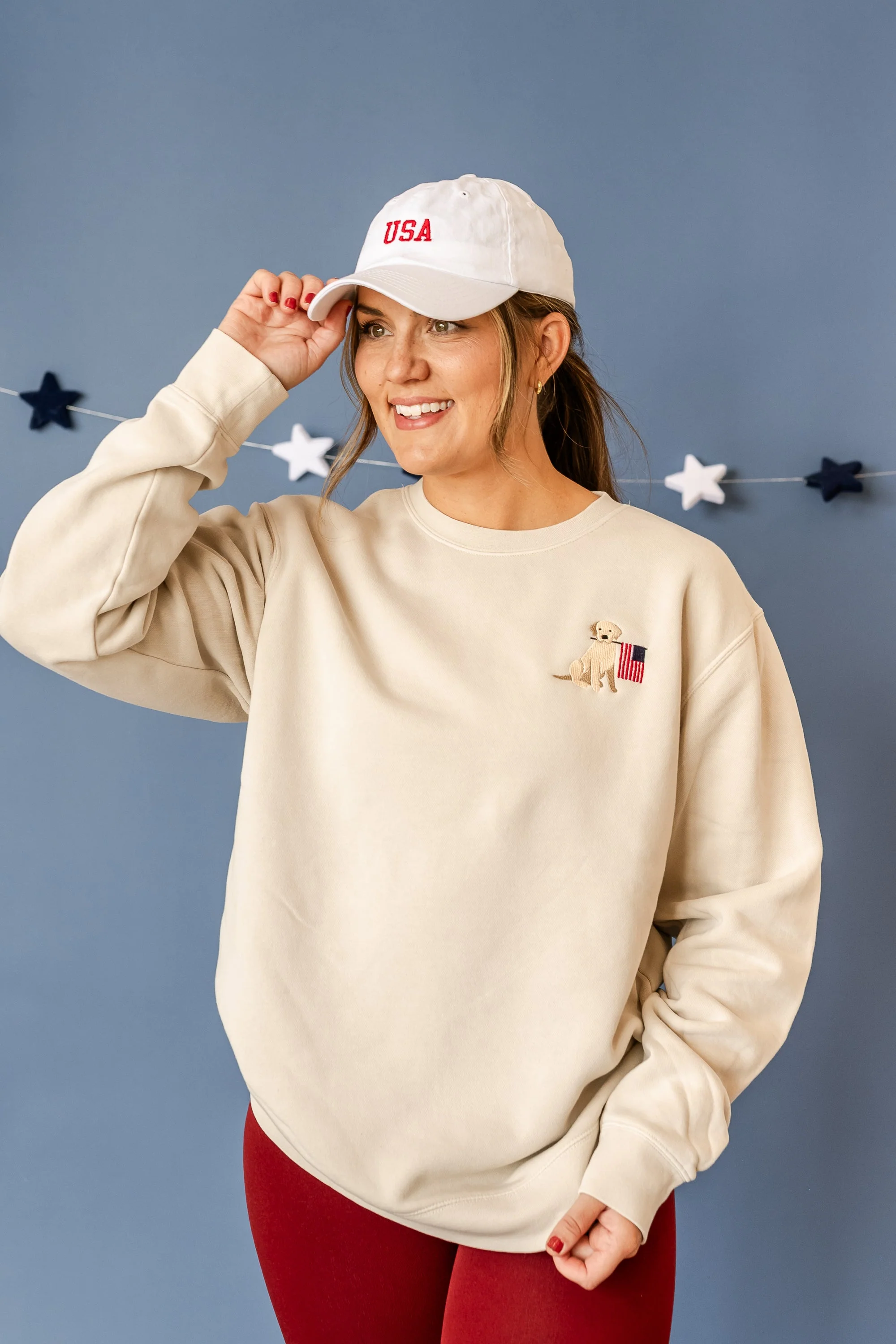 Embroidered PIGMENT Crewneck - Patriotic Pup (pocket) - Image 2