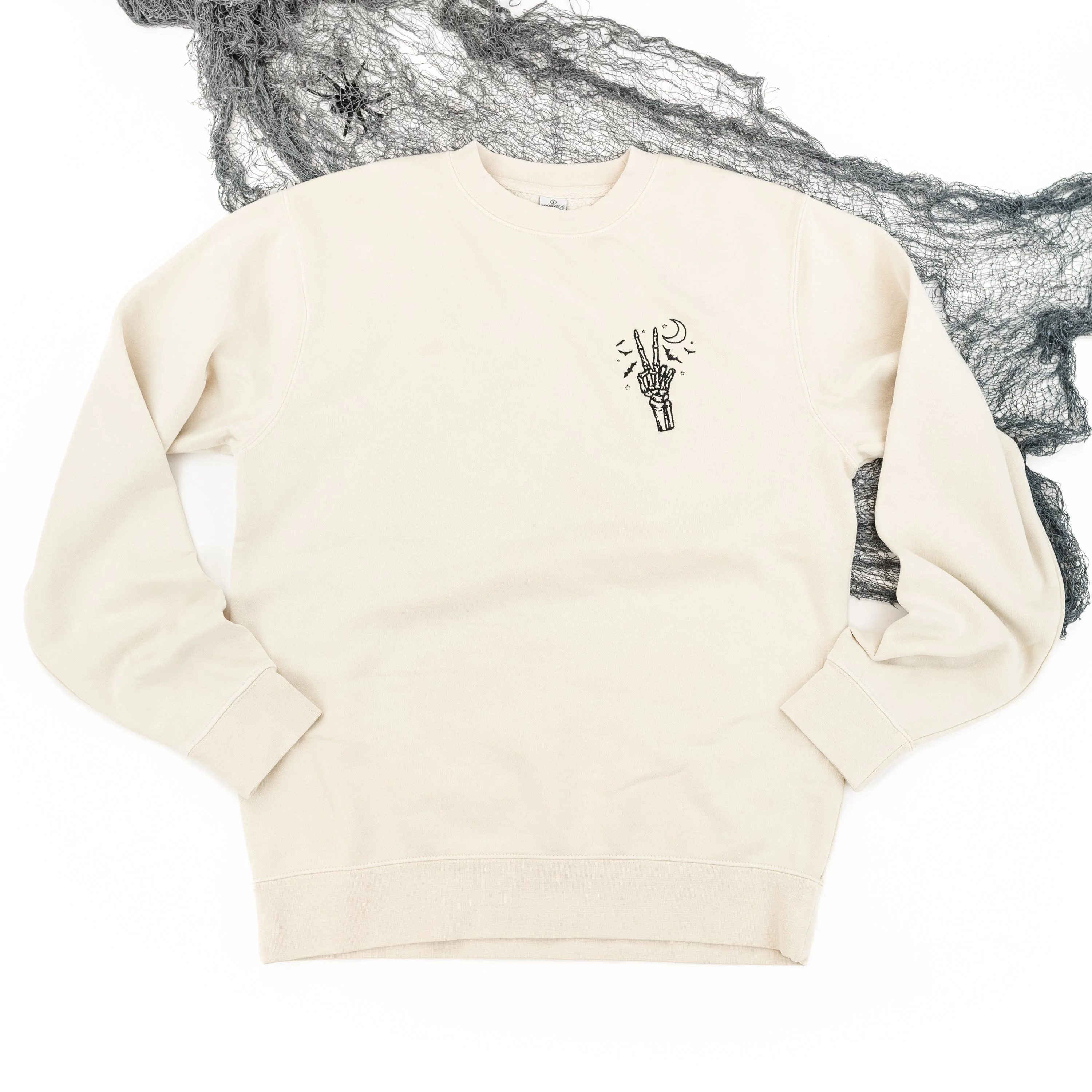 Peace - Skeleton - Embroidered Pigment Crewneck - Image 2