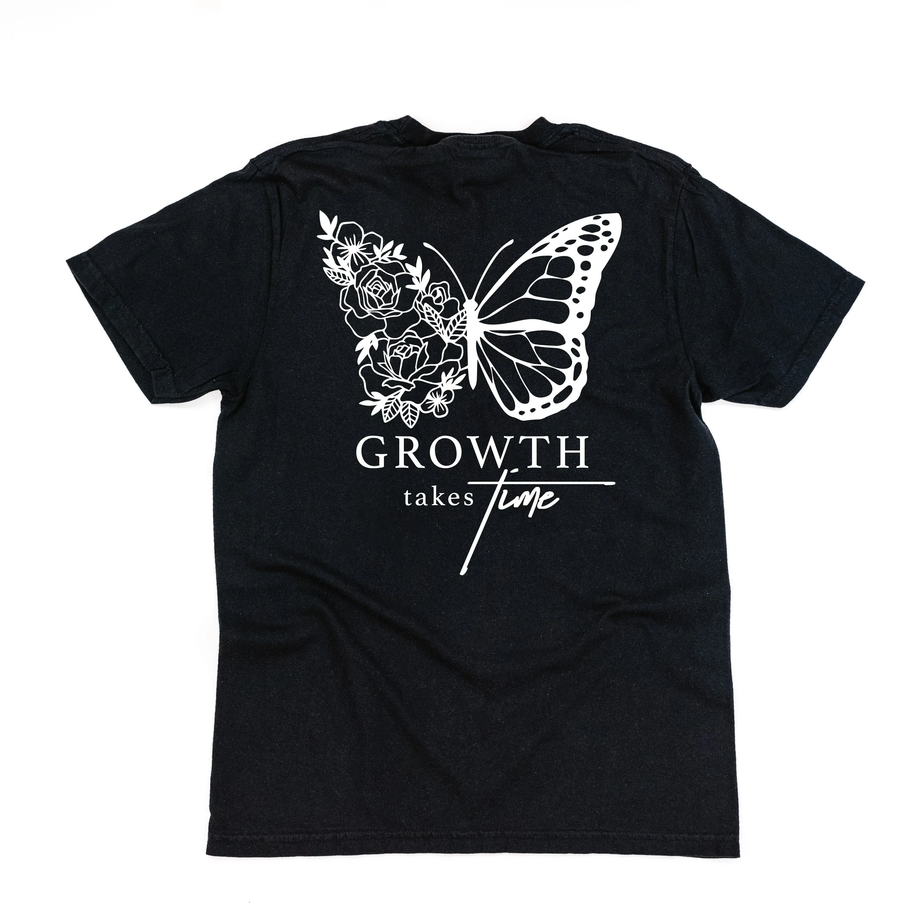 Embroidered/Printed Comfort Colors Tee (pf&b) - Floral Butterfly / Growth Takes Time - Image 21