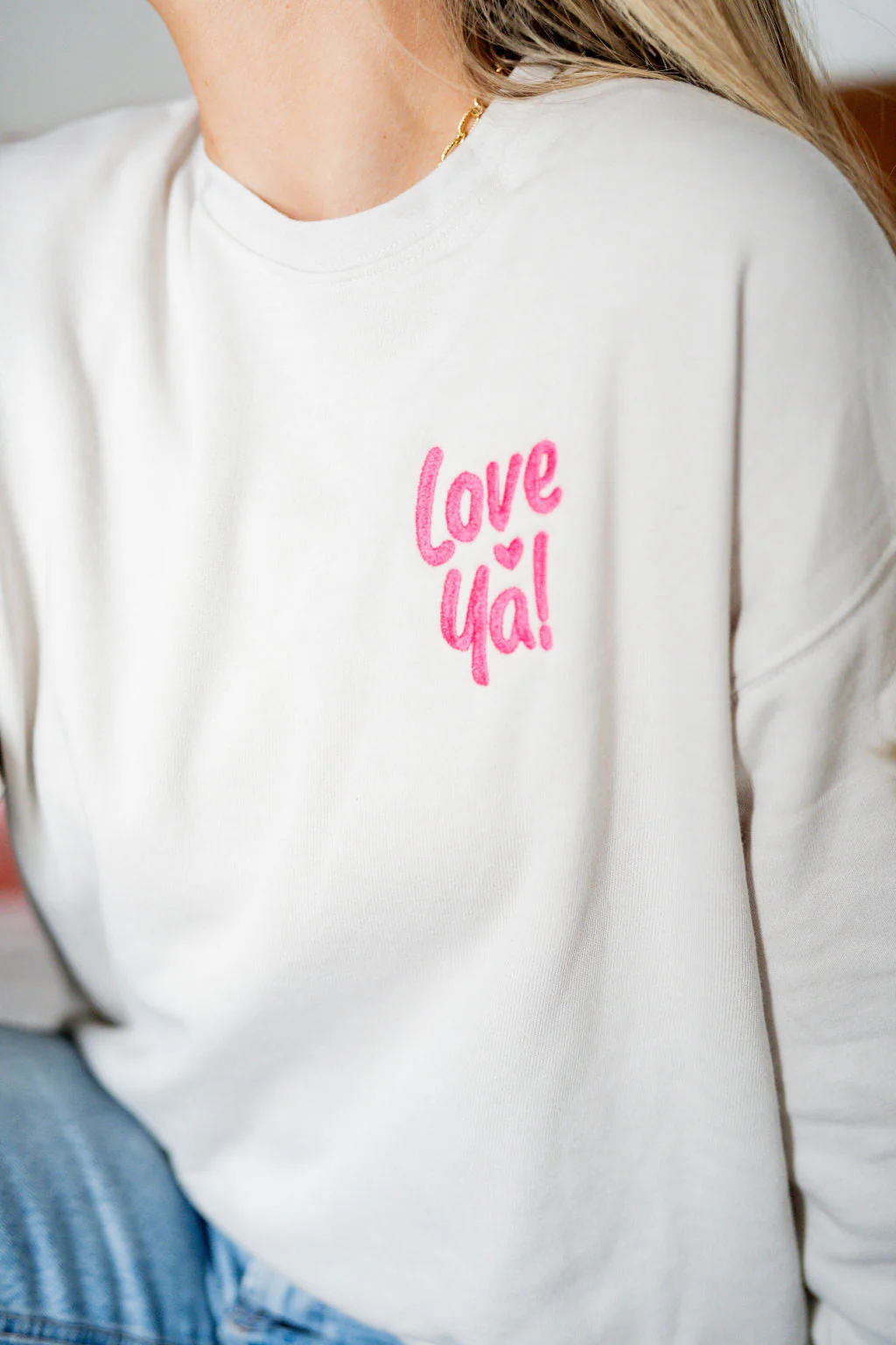 Love Ya! Guest Check - Embroidered/Printed - Super Soft Fleece Crewneck - Image 2
