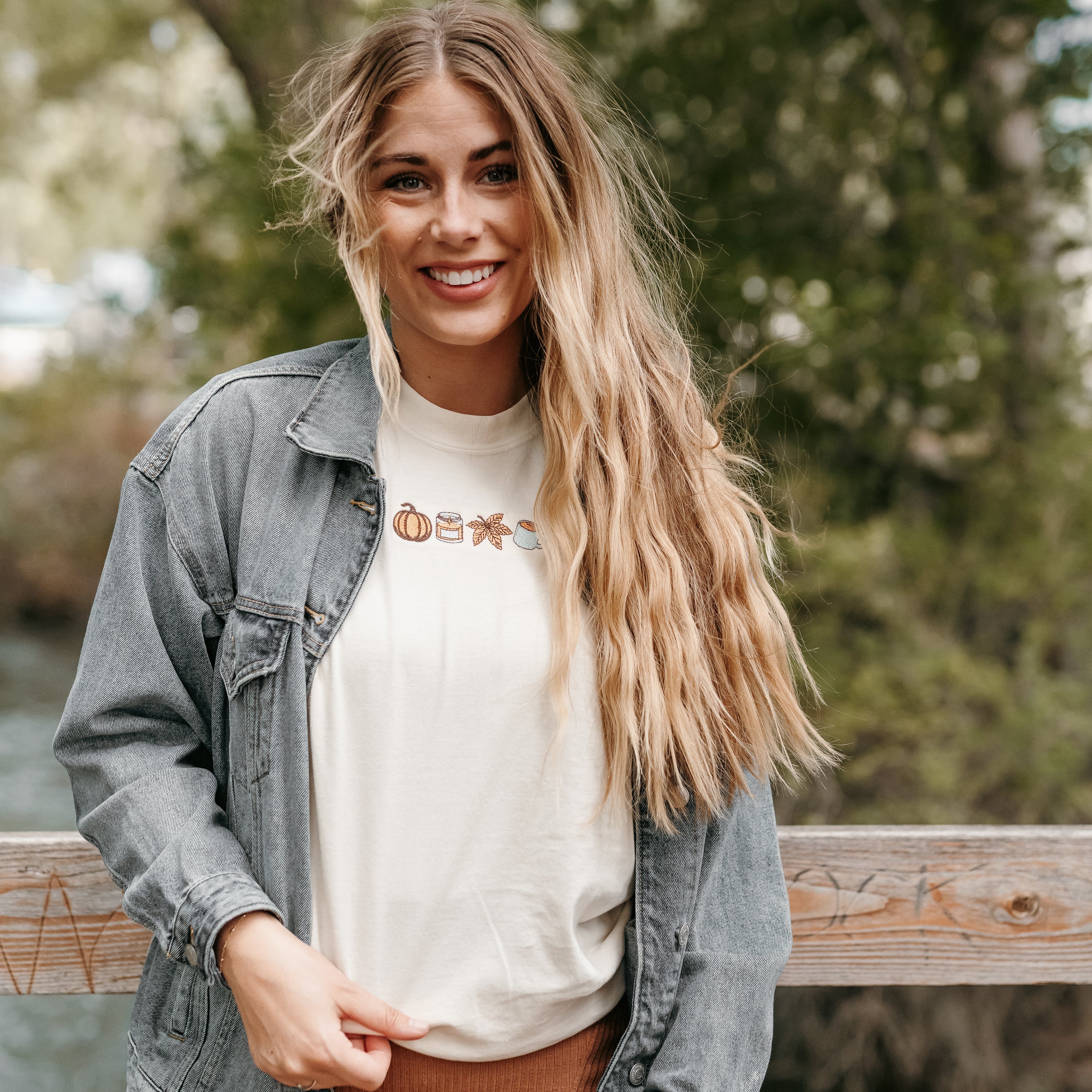 Embroidered Comfort Colors Tee - Four Fall Favorites (center)