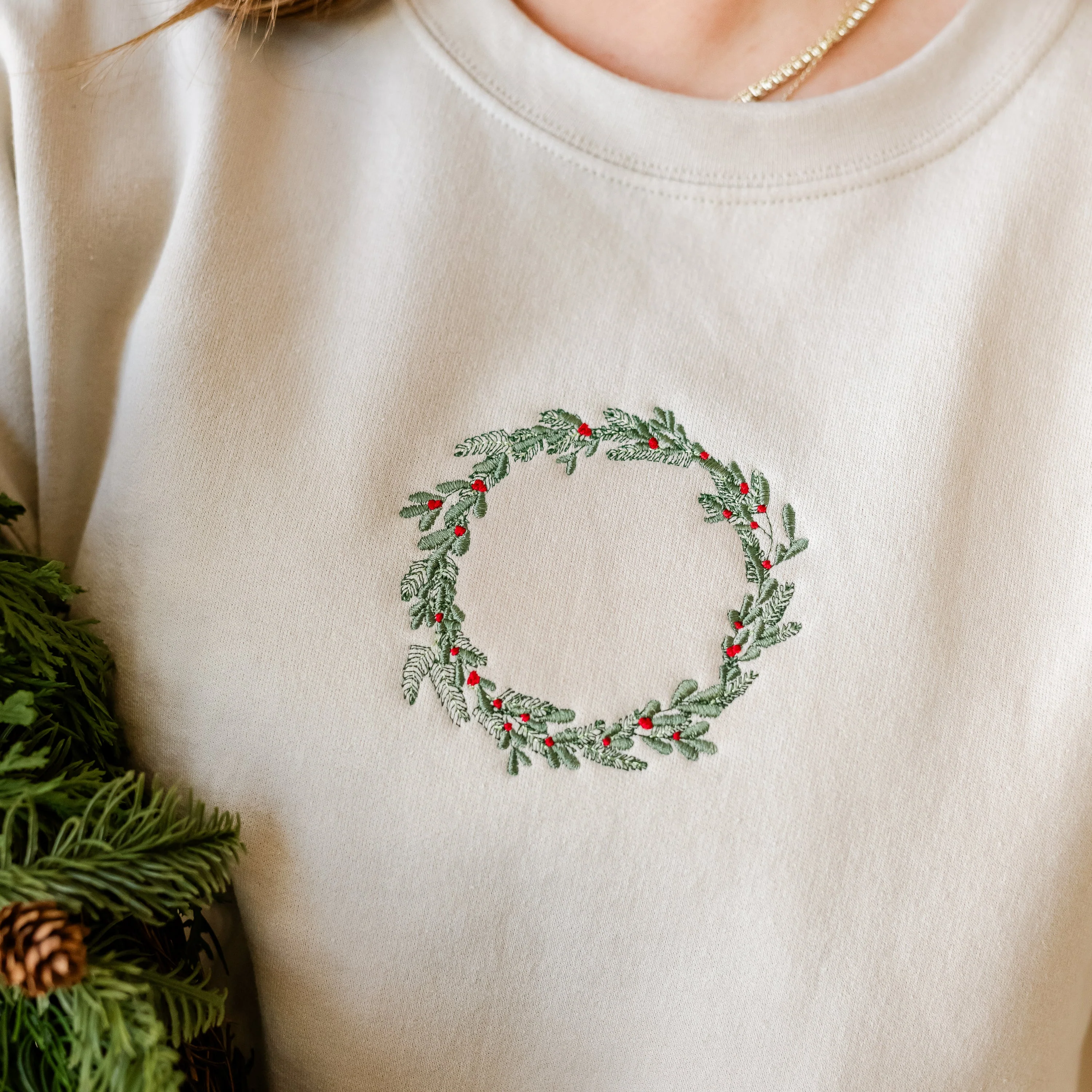 Wreath (center) - Embroidered Basic Fleece - Image 2