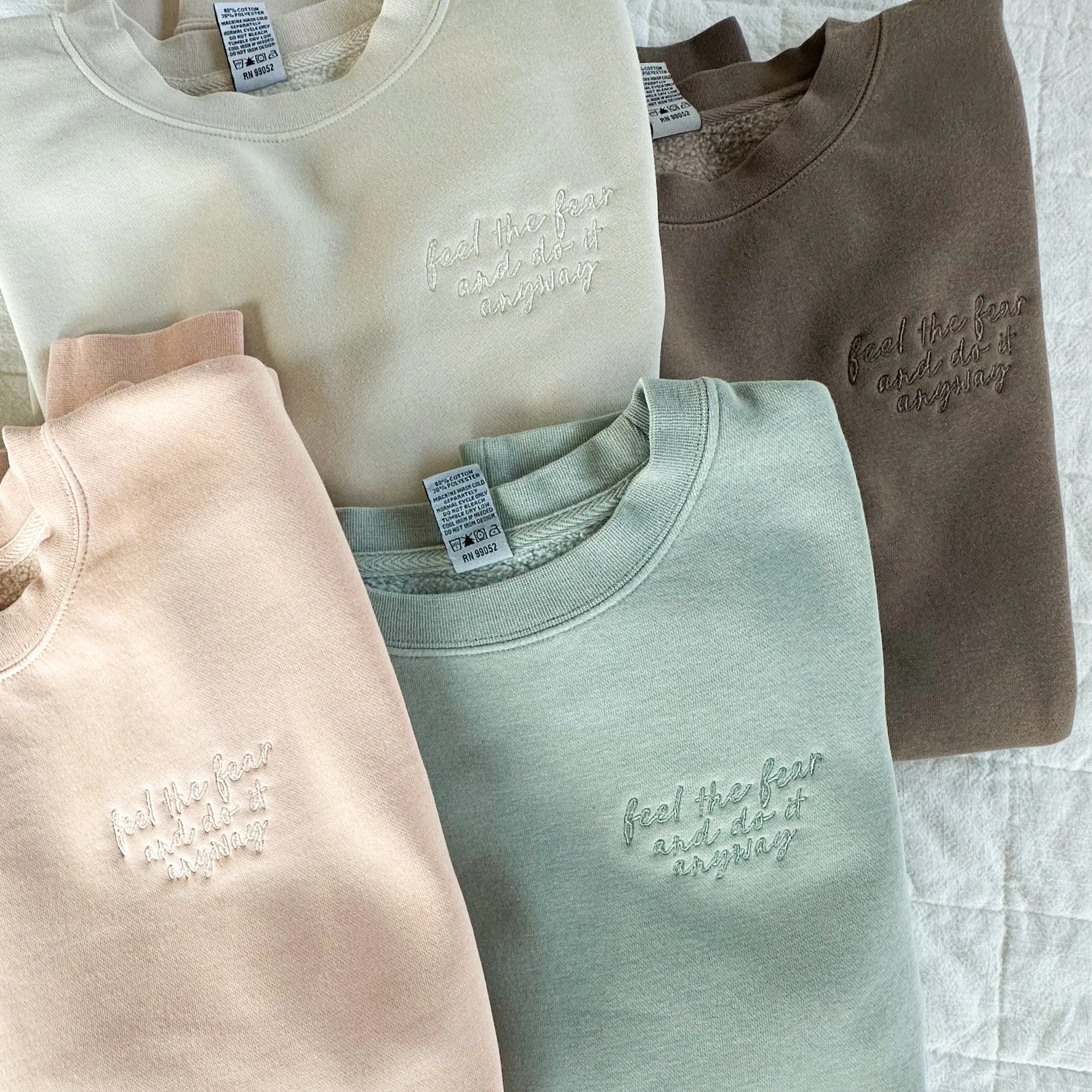 Embroidered/Printed PIGMENT Crewneck (pf&b) - Feel The Fear And Do It Anyway - Image 2