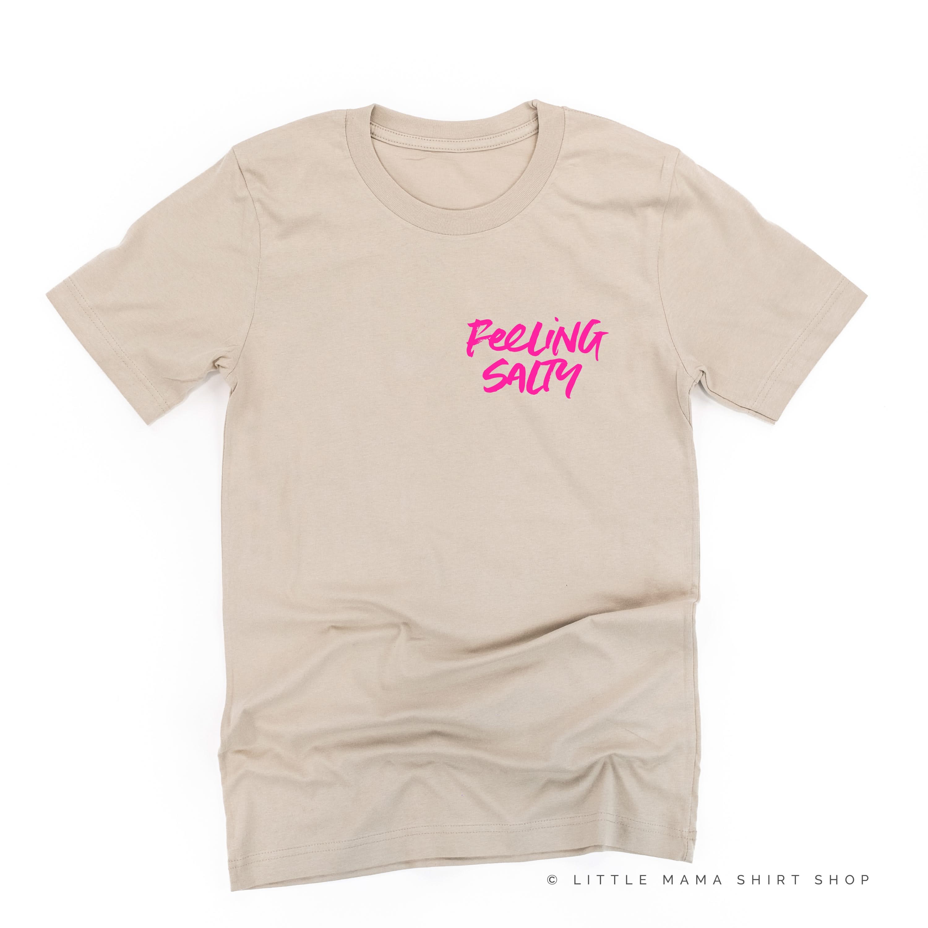 FEELING SALTY POCKET DESIGN FRONT / OCEAN SUNSET BACK- Unisex Tee - Image 5