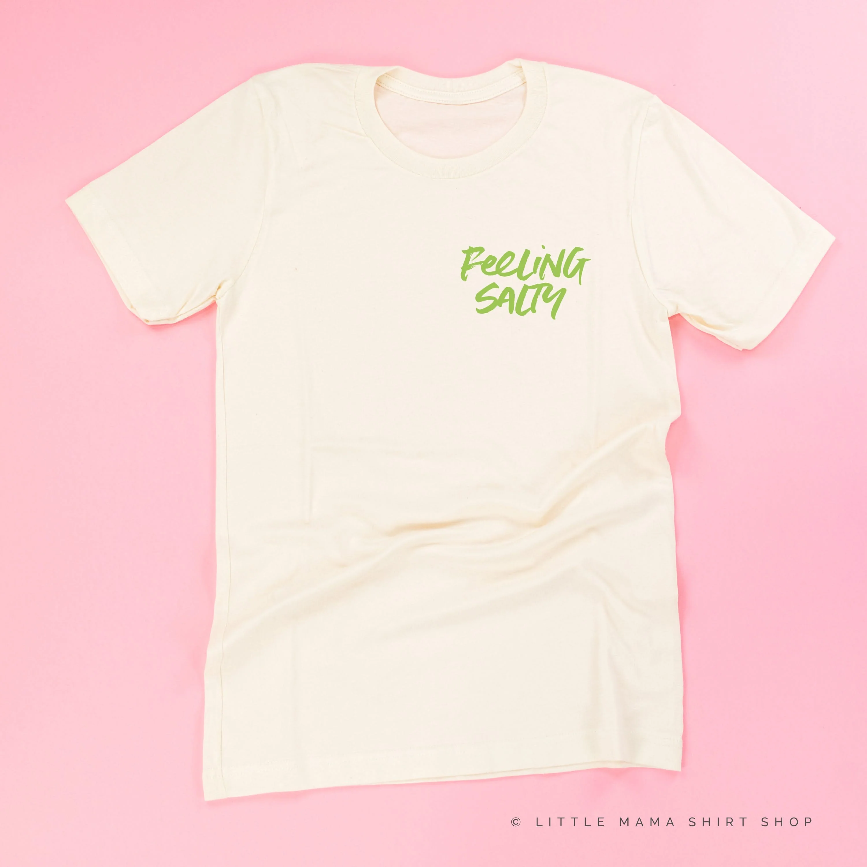 FEELING SALTY POCKET DESIGN FRONT / OCEAN SUNSET BACK- Unisex Tee - Image 7