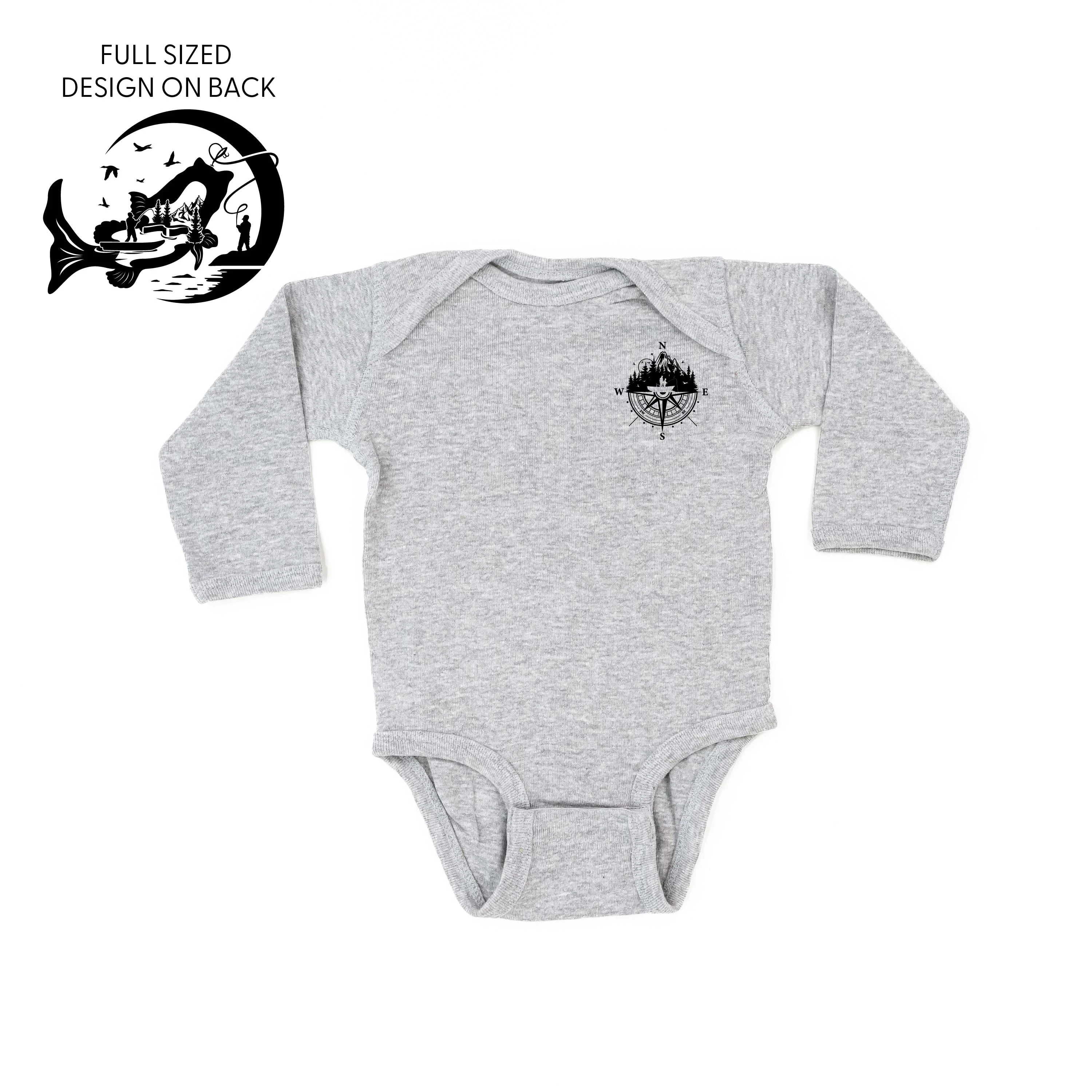 Fishing Compass - Fishing Scene (pf&b) - Child Long Sleeve Tee - Image 8