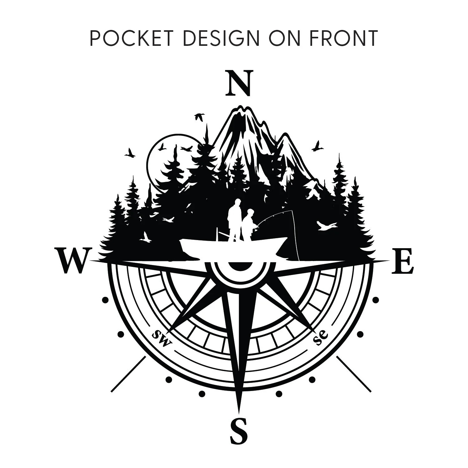 Fishing Compass - Fishing Scene (pf&b) - Comfort Colors Tee - Image 6