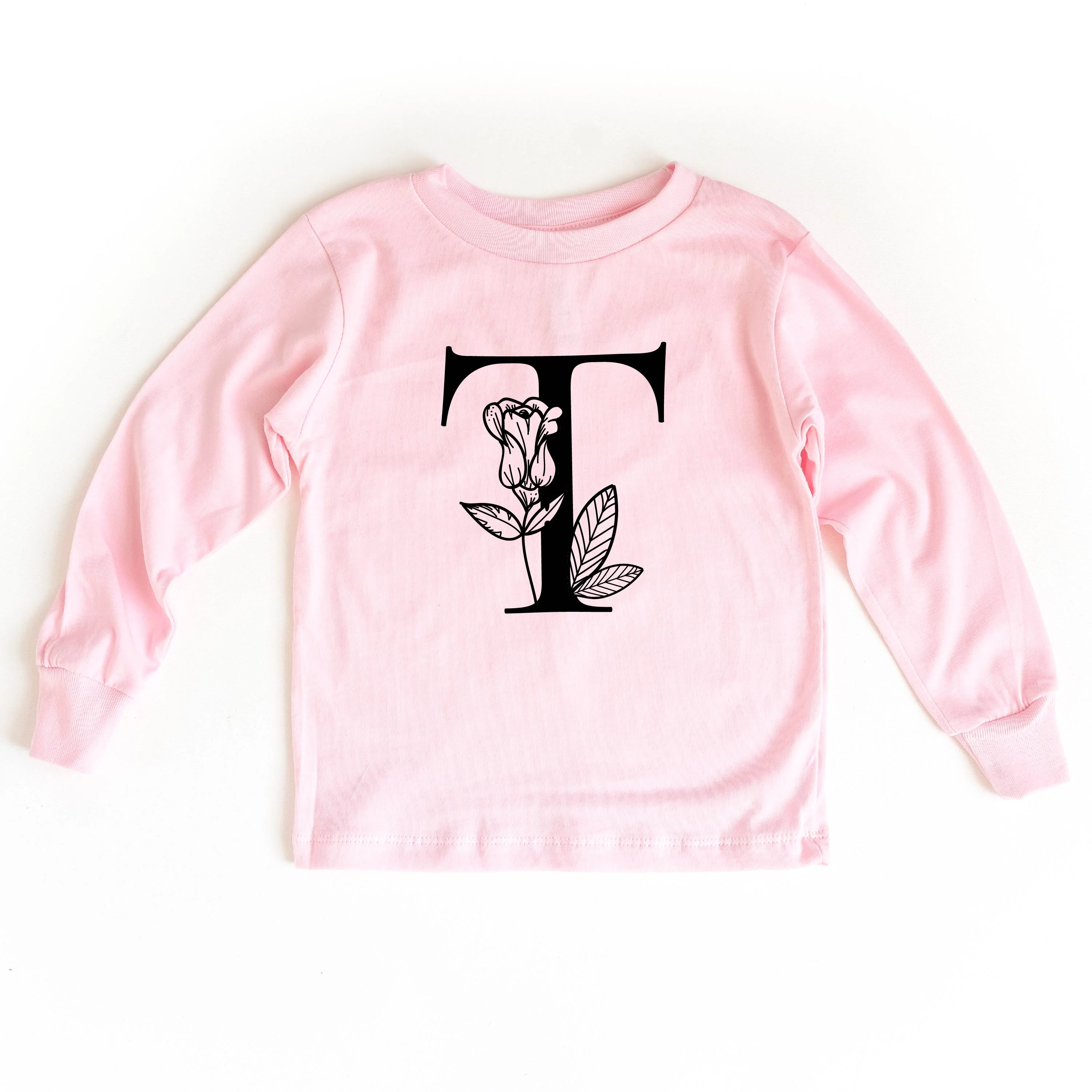 Floral Initials - Child Long Sleeve Tee - Image 3