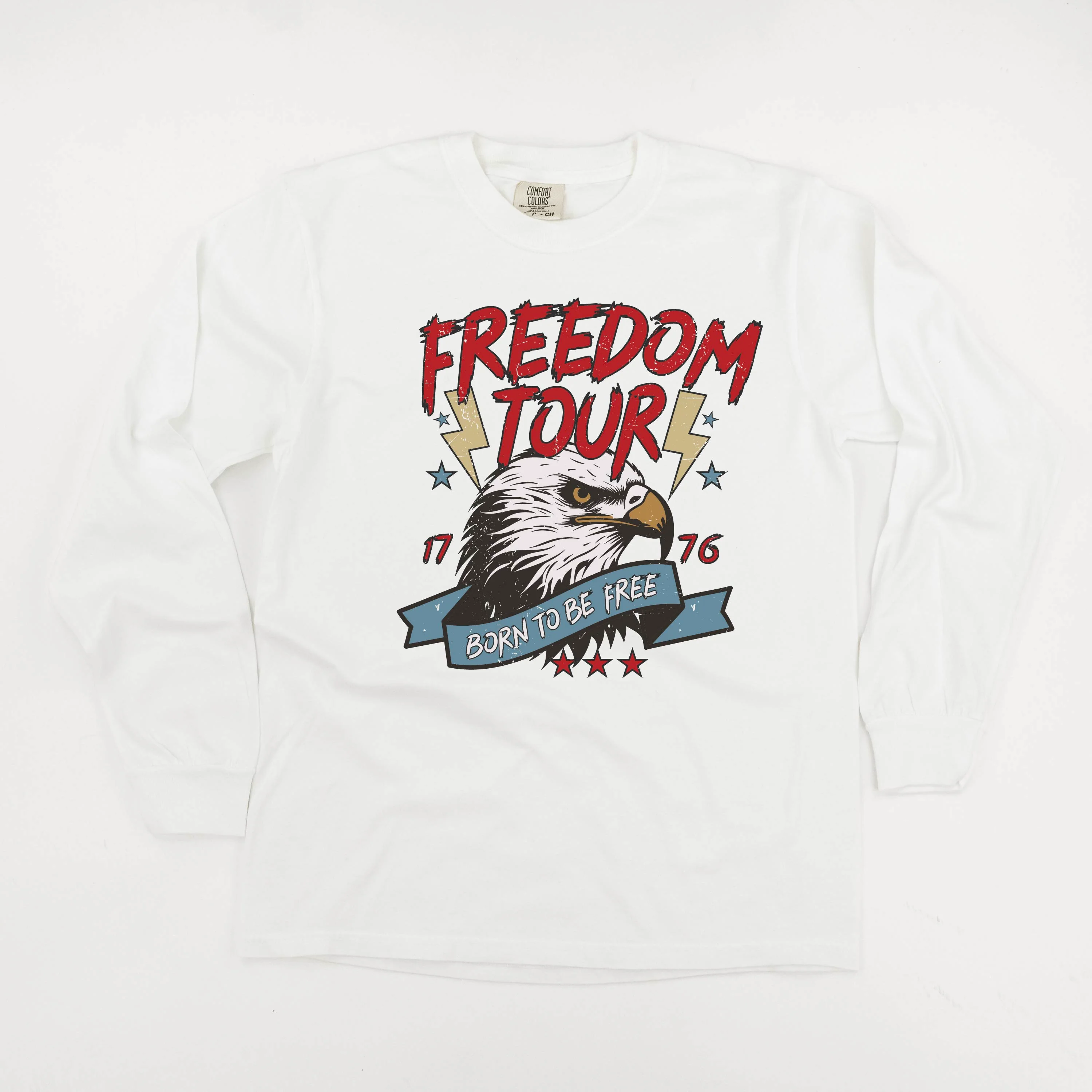 Freedom Tour - Born to Be Free - Long Sleeve Comfort Colors Tee - Image 3