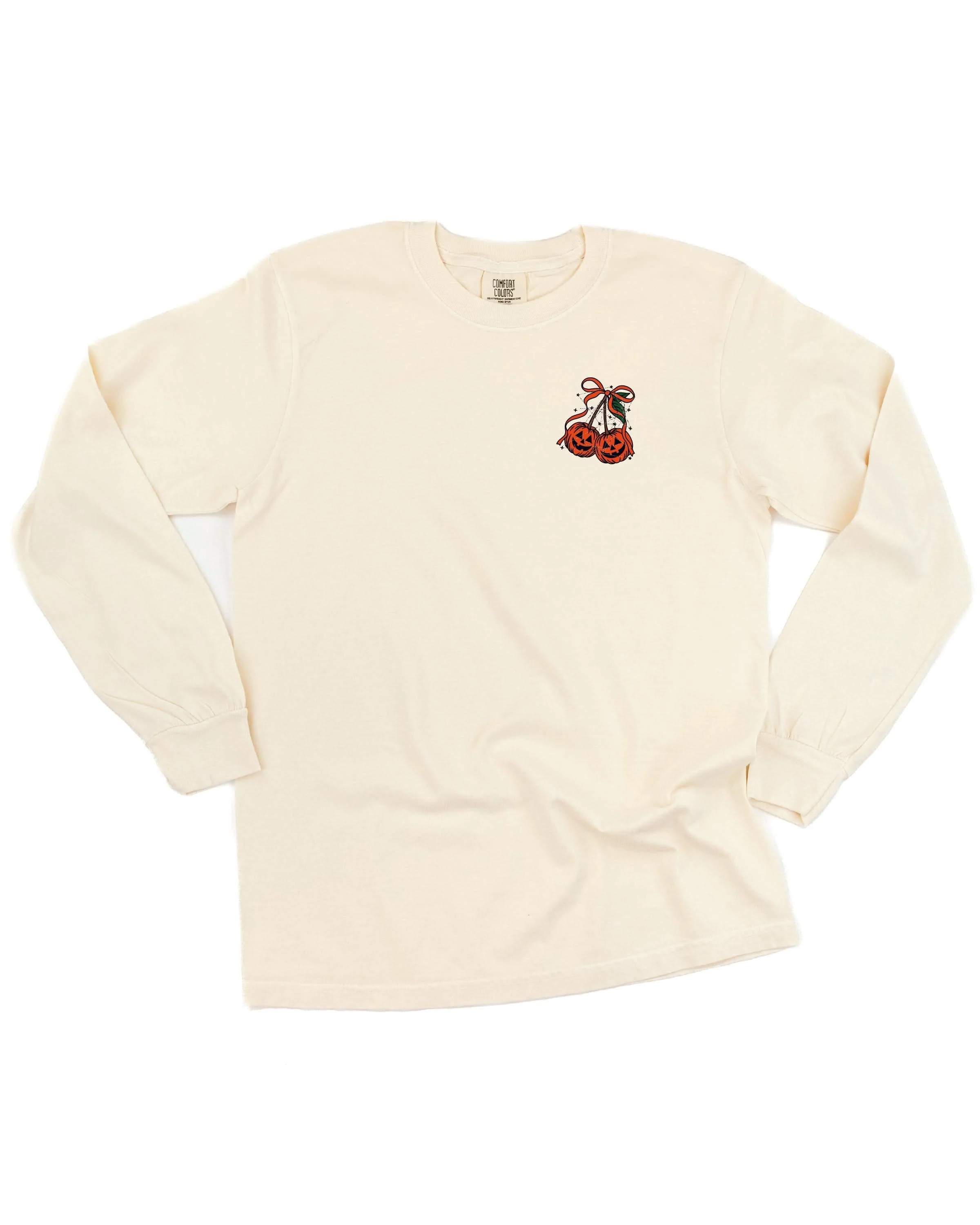 Full of Tricks and Treats - Embroidered Long Sleeve Comfort Colors Tee - Image 5