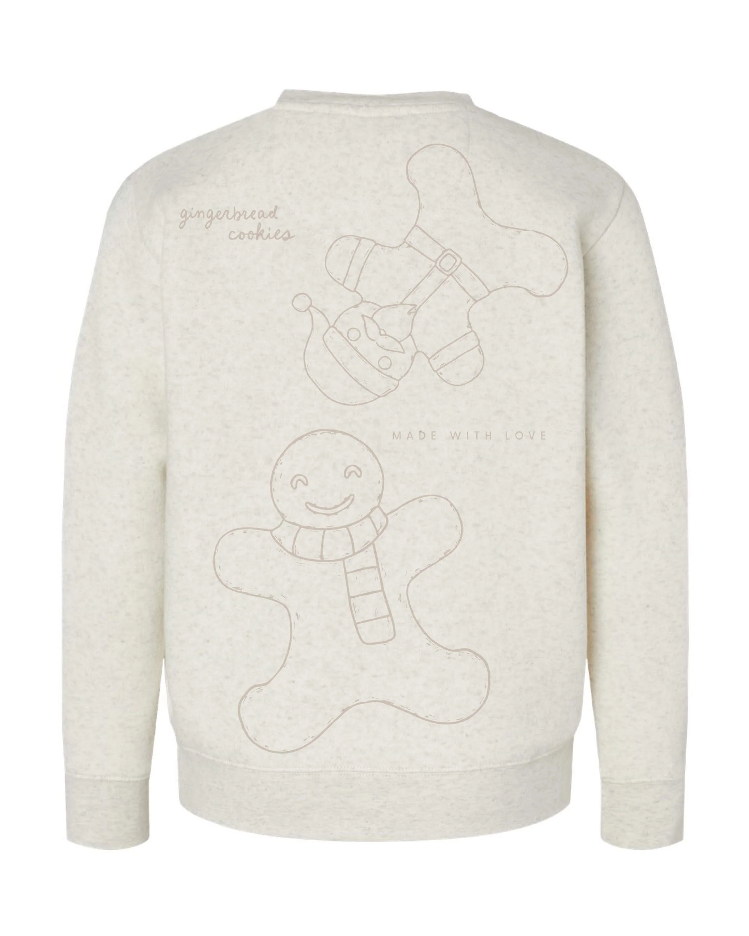 Gingerbread Family Natural Heather Child Sweater – Holiday Pullover | Little Mama Shirt Shop - Image 5
