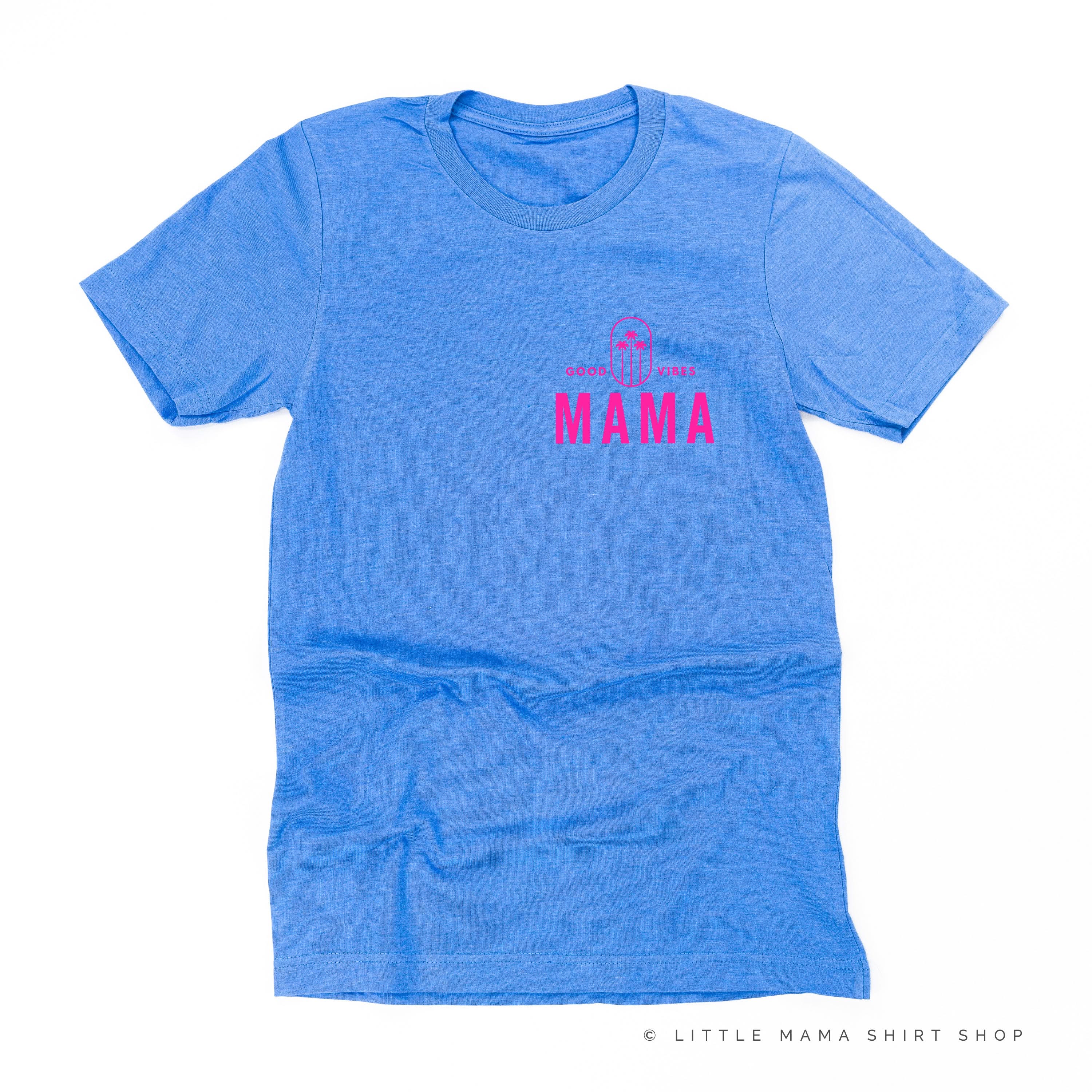 Good Vibes Mama & 3 Palm Trees (pf & b) - Unisex Tee - Image 3
