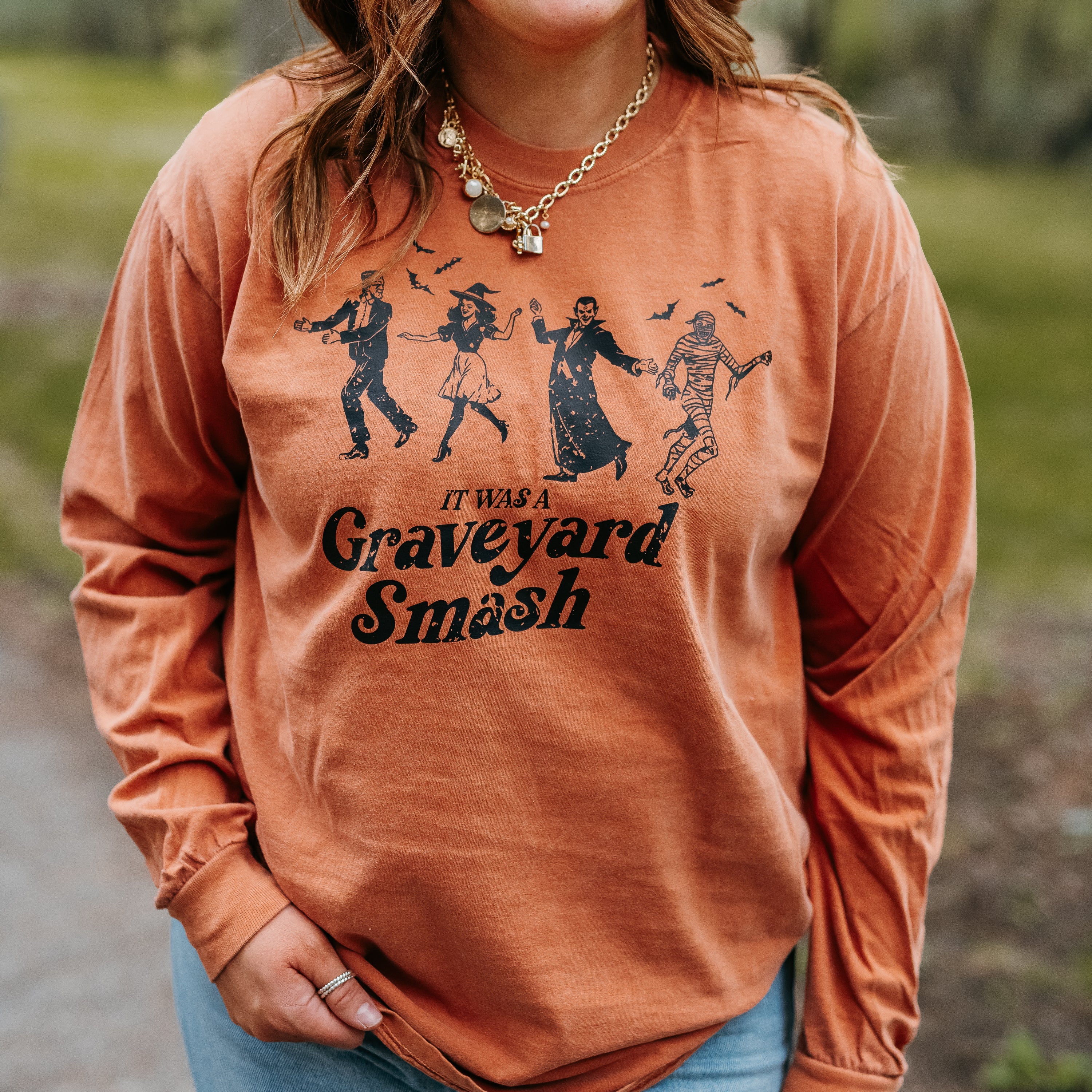 It Was a Graveyard Smash - Long Sleeve Comfort Colors Tee - Image 2