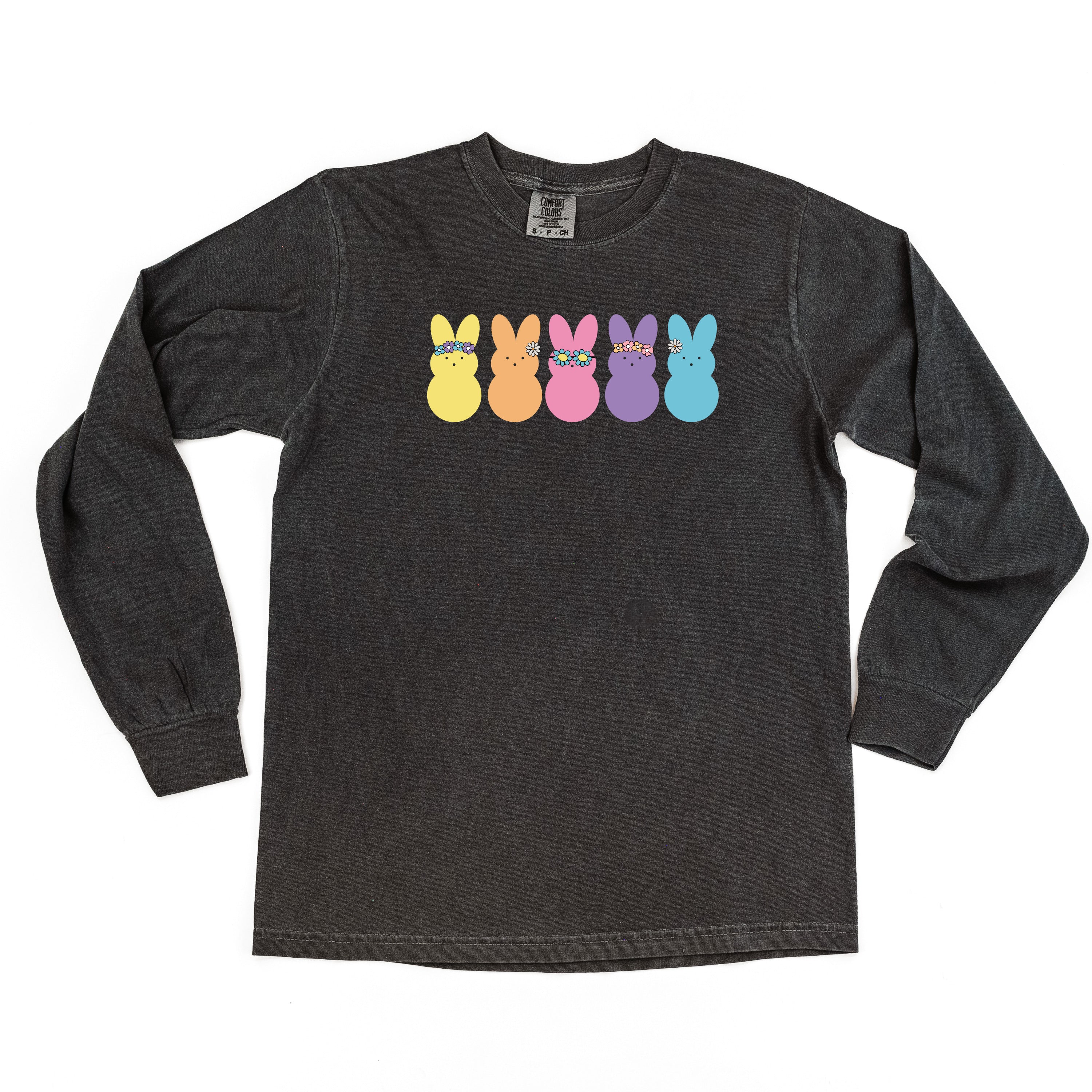 Floral Headband Neon Peeps - Long Sleeve Comfort Colors Tee - Image 3
