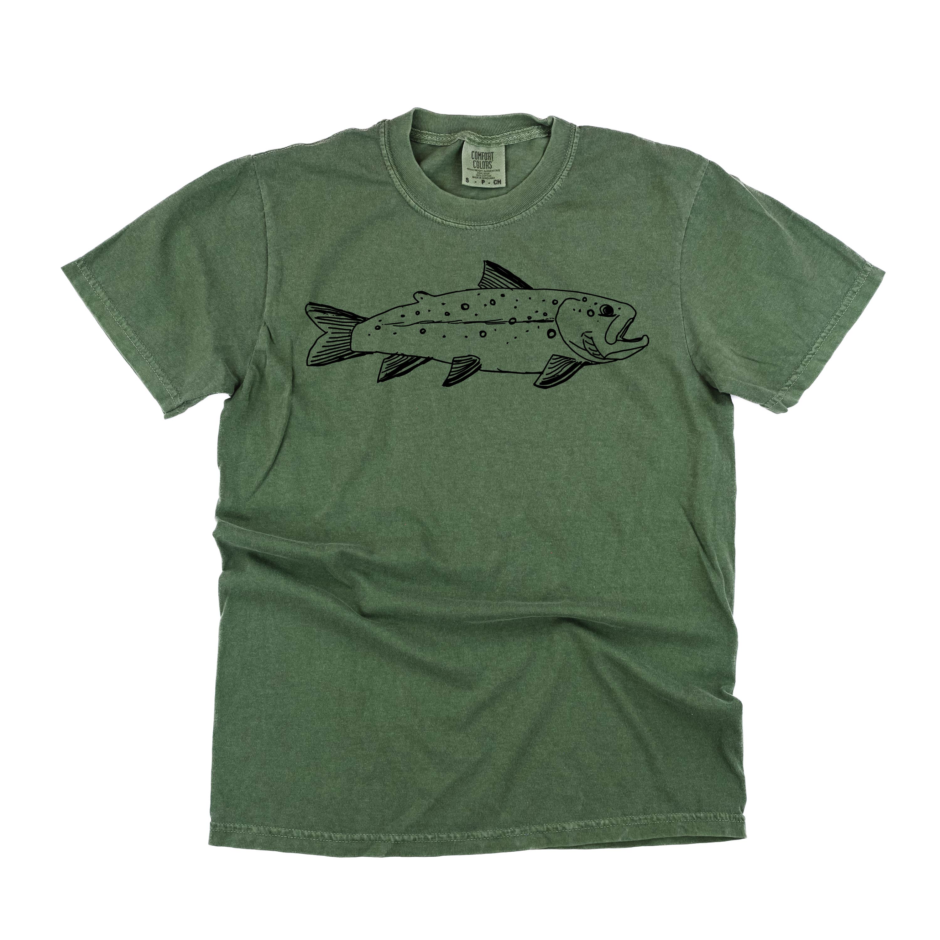 Hand Drawn Brook Trout - Comfort Colors Tee - Image 9