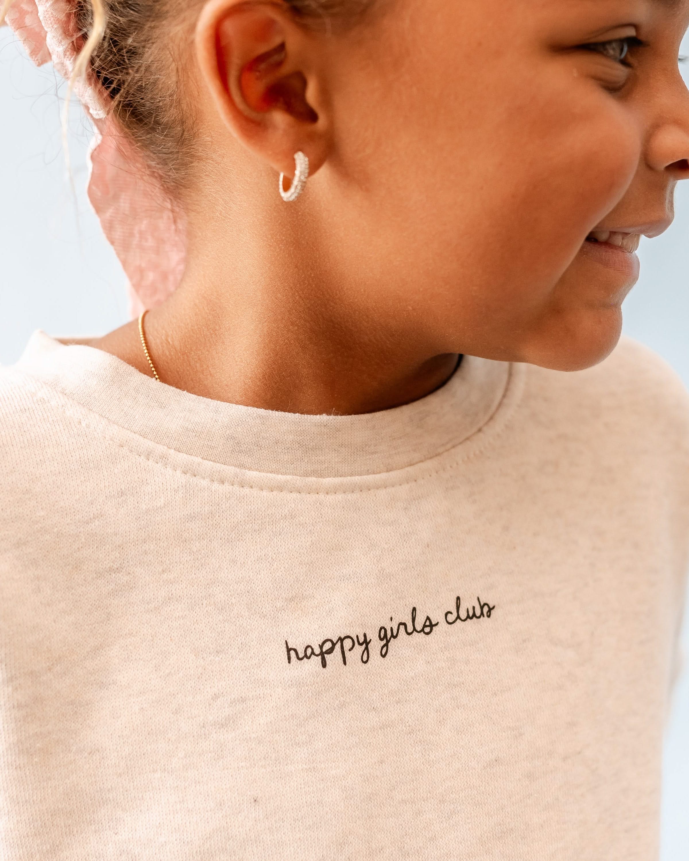 Happy Girls Club (center & b) - Heathered Natural Child Sweater - Image 3