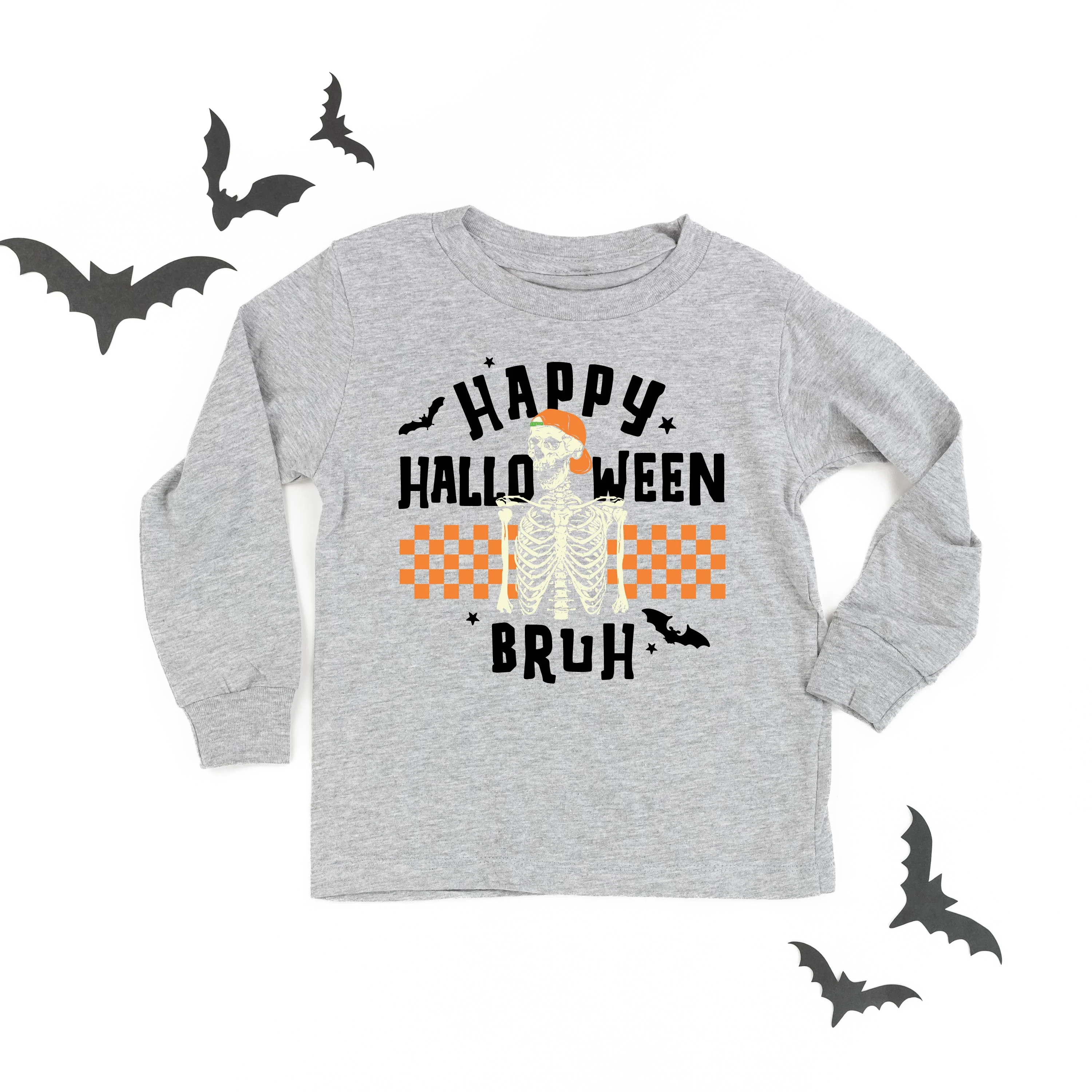 Happy Halloween Bruh - Gray Child Long Sleeve Tee