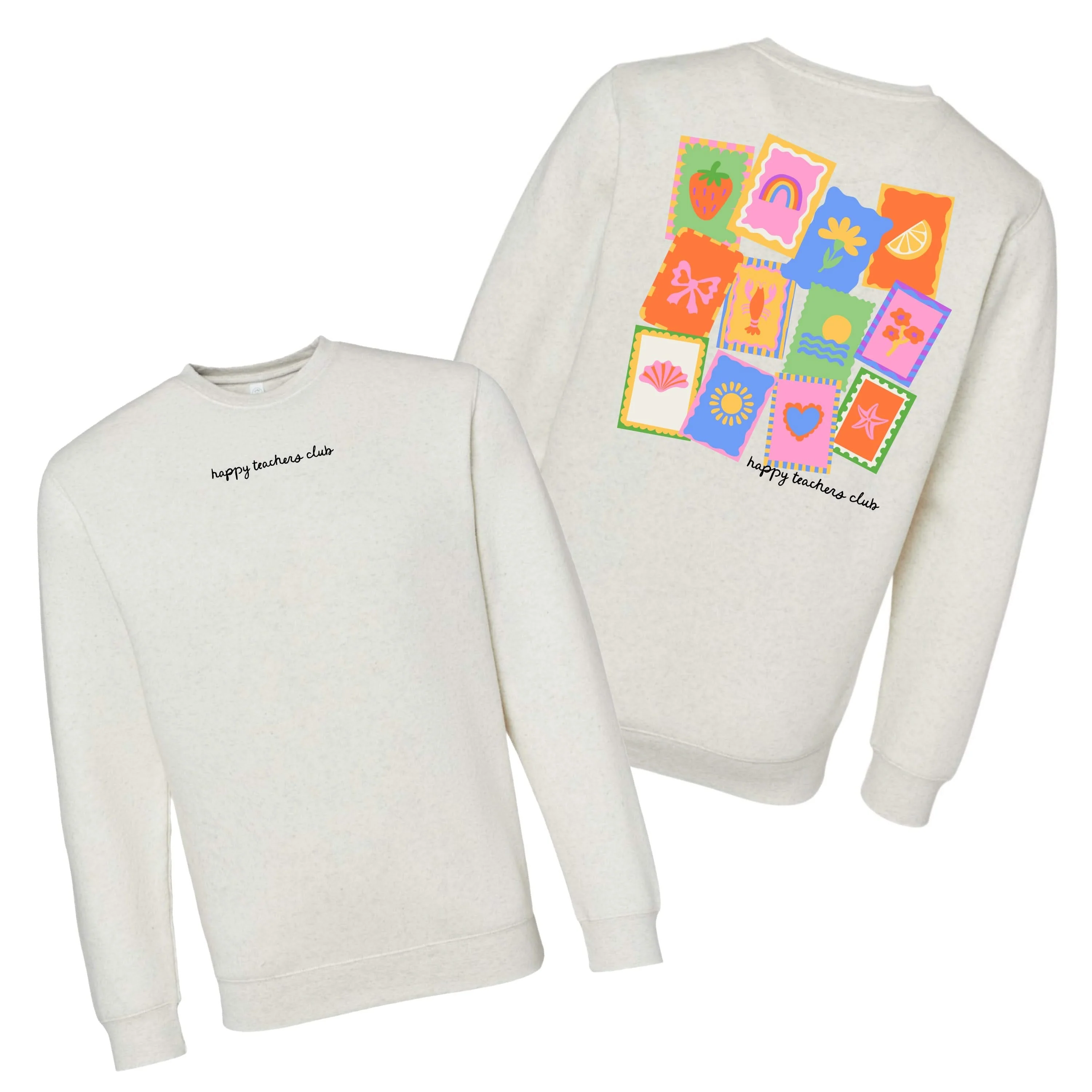 Happy Teachers Club (center & b) - Heathered Natural BASIC Fleece - Image 5