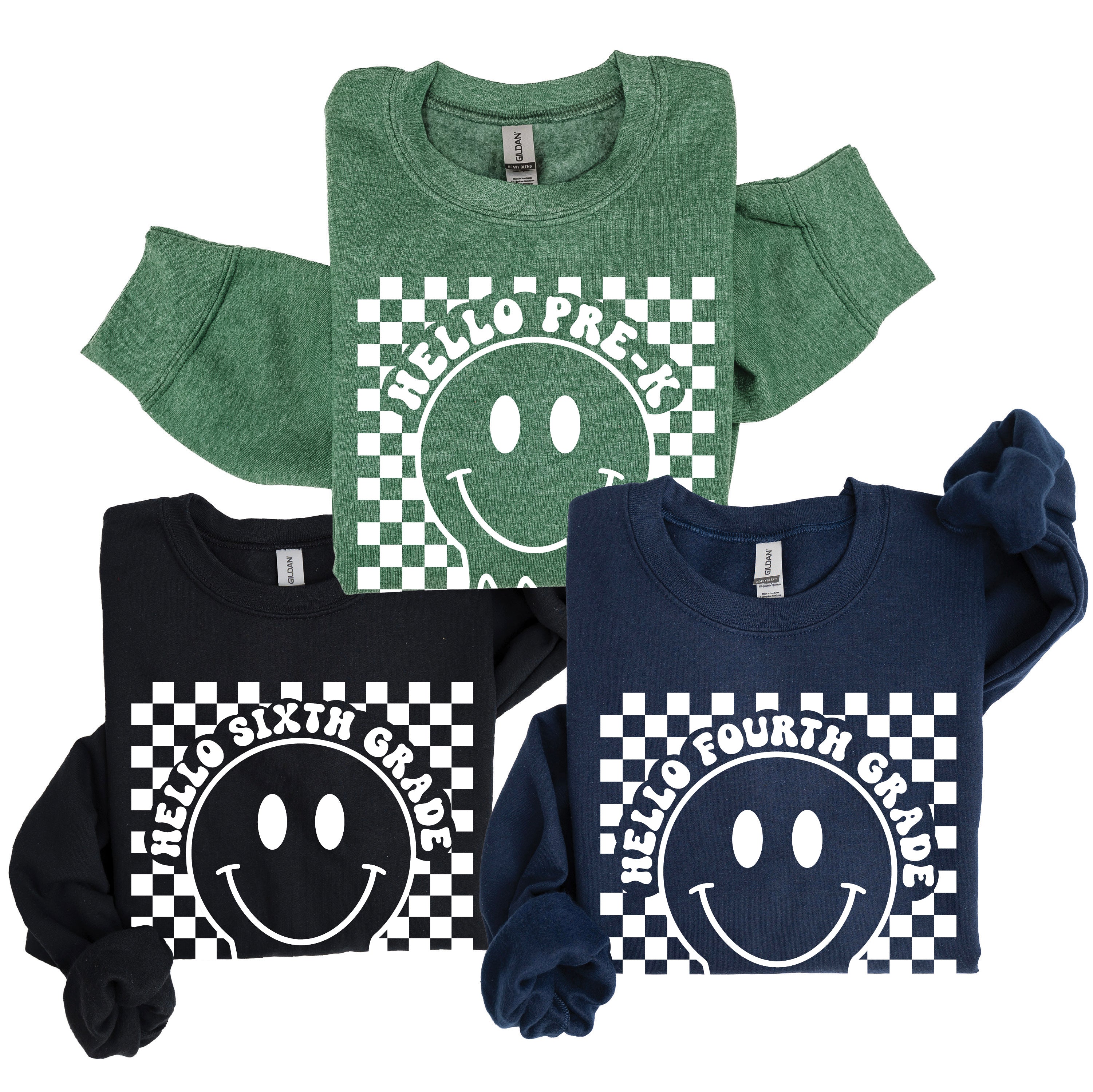 Hello (Choose Your Grade) - Checker Smiley - BASIC Fleece - Image 3