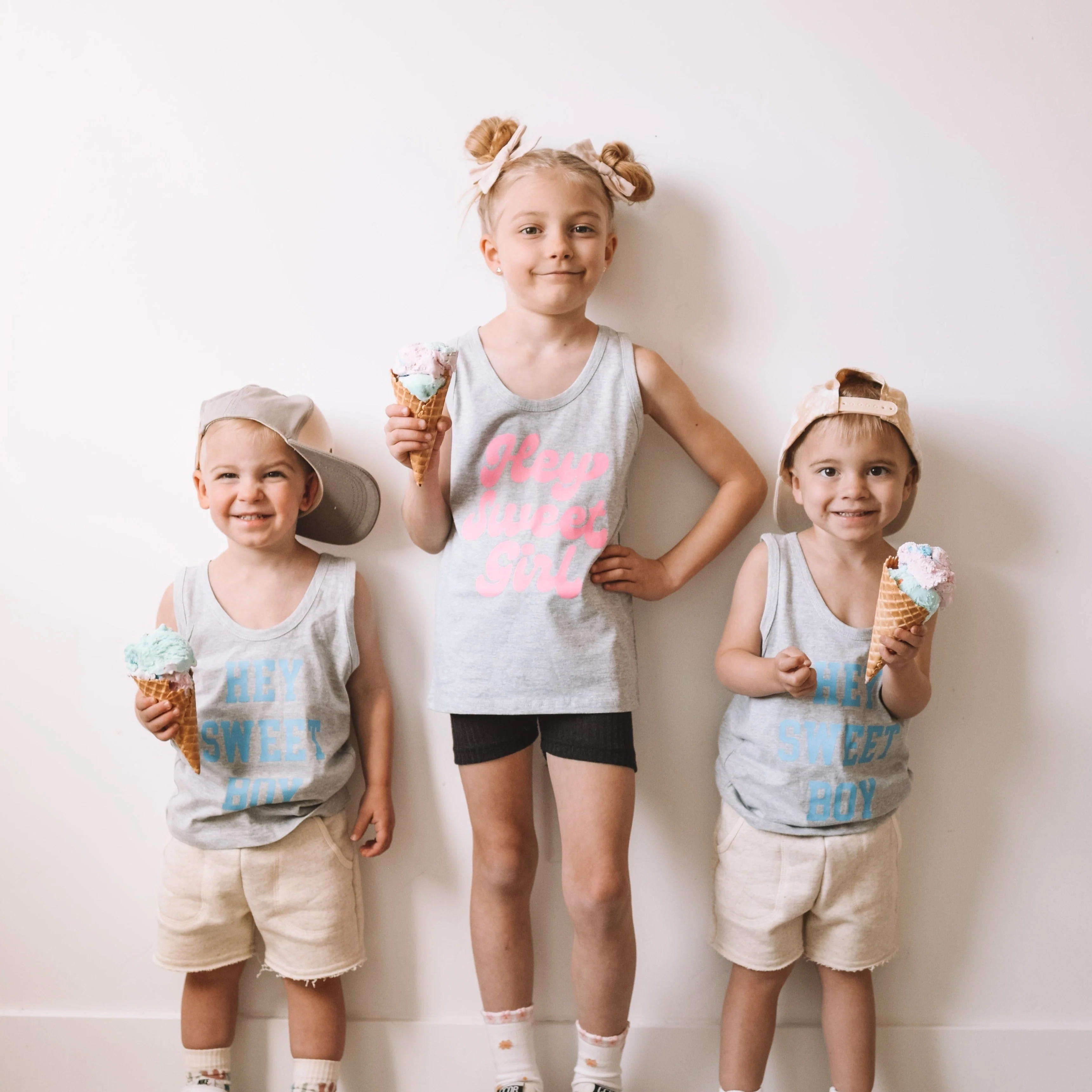 LMSS X JENN HALLAK - Hey Sweet Boy - GRAY w/ Bright Blue - YOUTH JERSEY TANK - Image 7