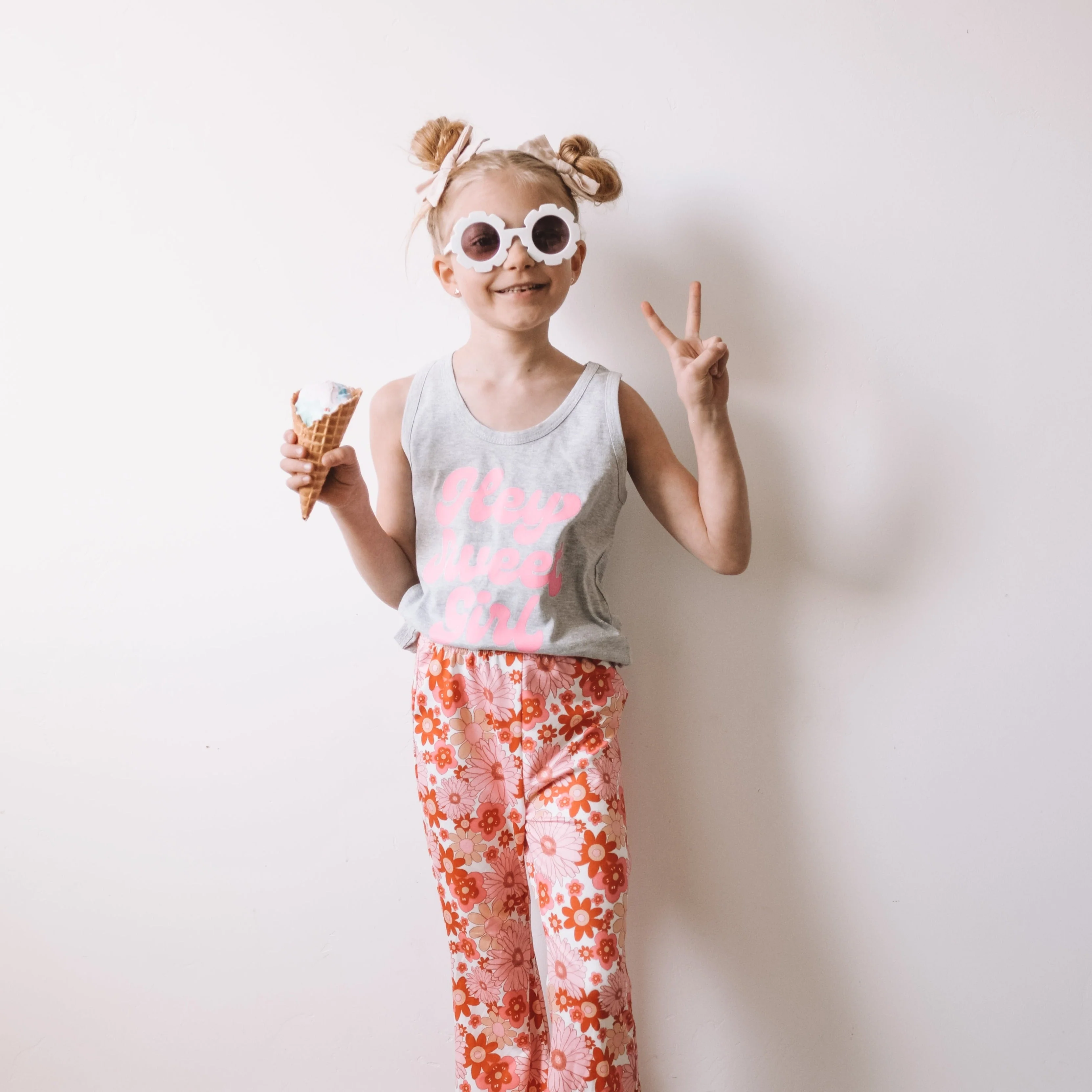 LMSS X JENN HALLAK - Hey Sweet Girl - GRAY w/ Bright Pink - YOUTH JERSEY TANK - Image 8