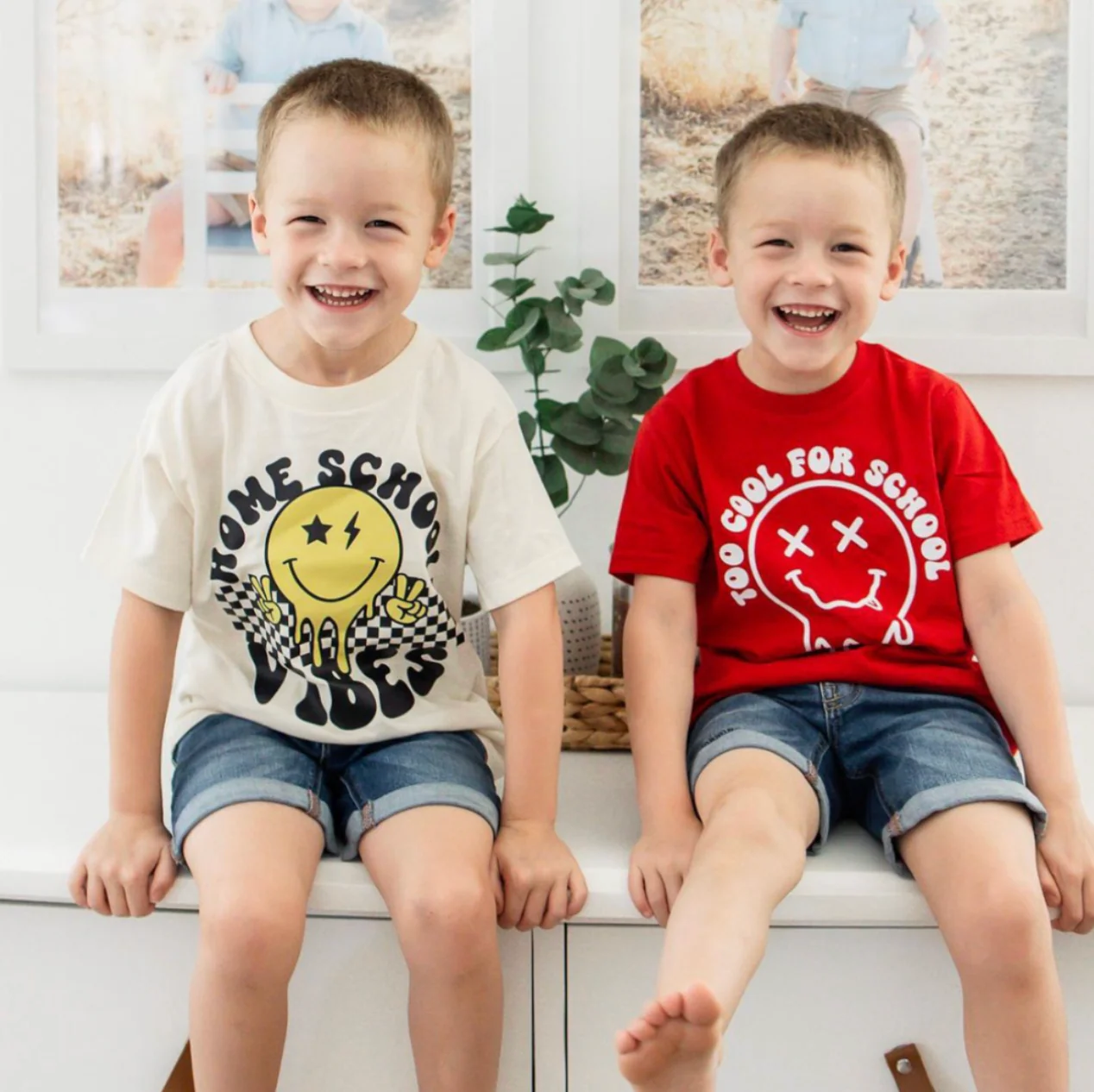Home School Vibes - Peace Smiley - Child Tee - Image 2