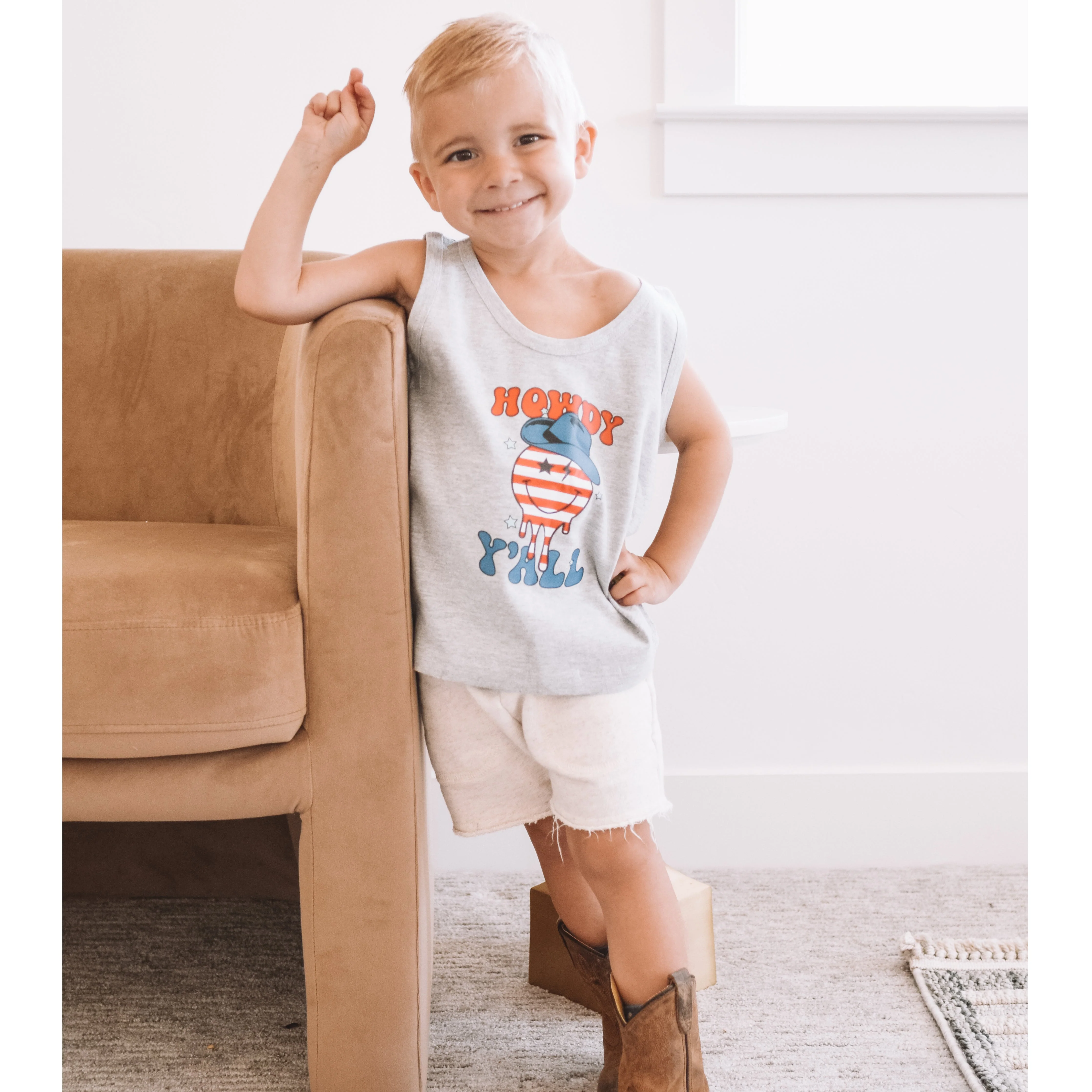 Howdy Y'all - Cowboy Smiley - Child Jersey TANK
