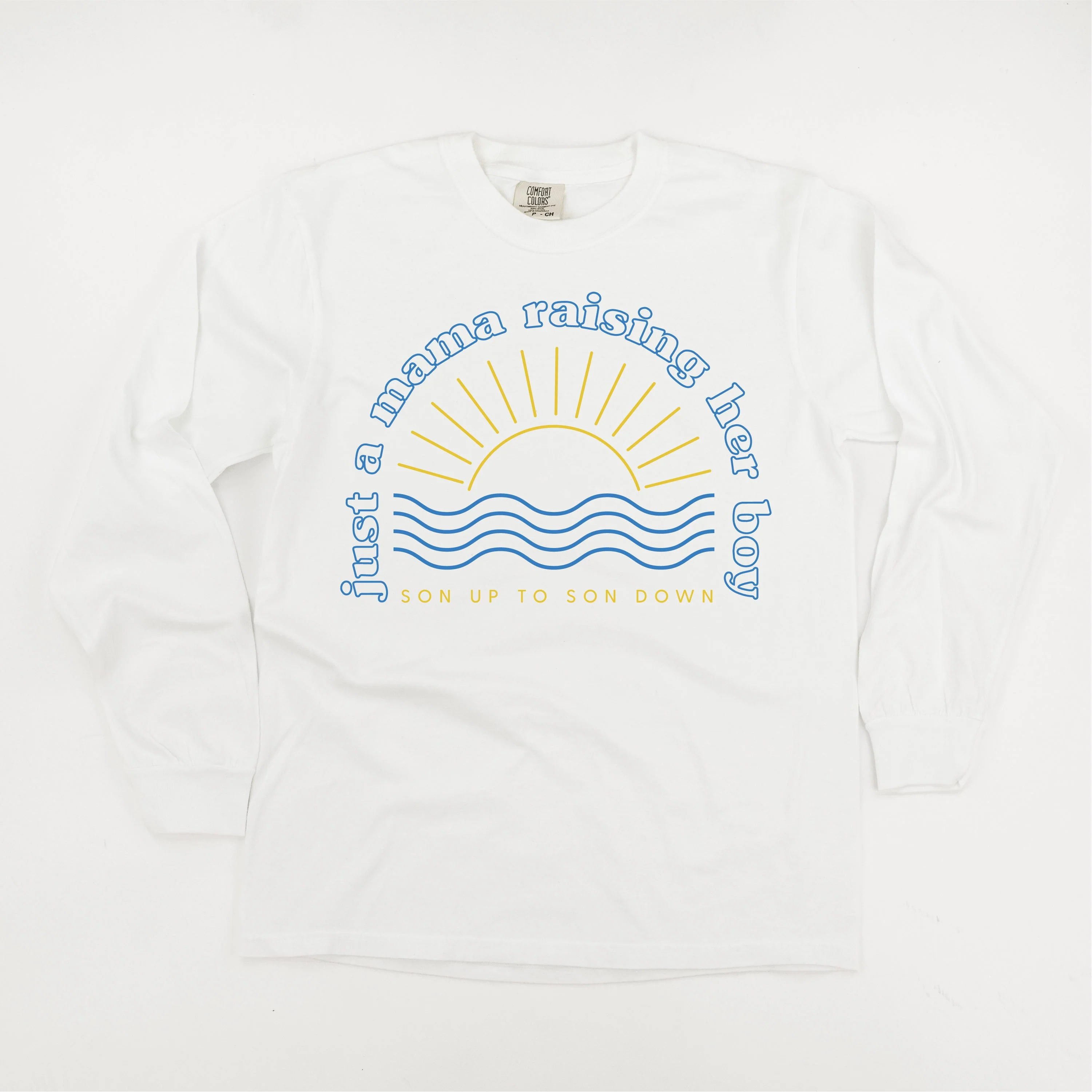 Just A Mama Raising Her Boy - Son Up To Son Down - (Singular) - LONG SLEEVE Comfort Colors Tee - Image 2