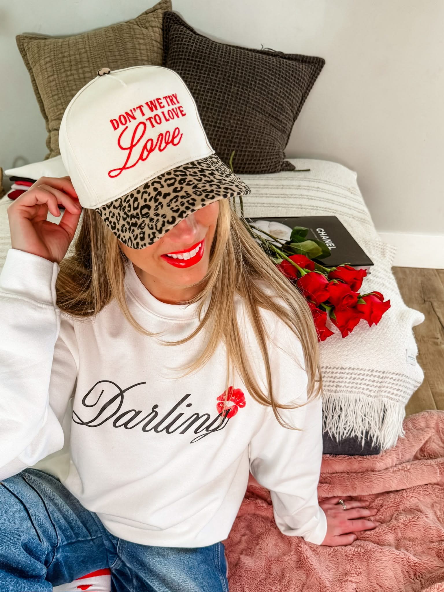 Leopard Trucker Hat – Don’t We Try to Love Love Embroidered Cap | Little Mama Shirt Shop - Image 2