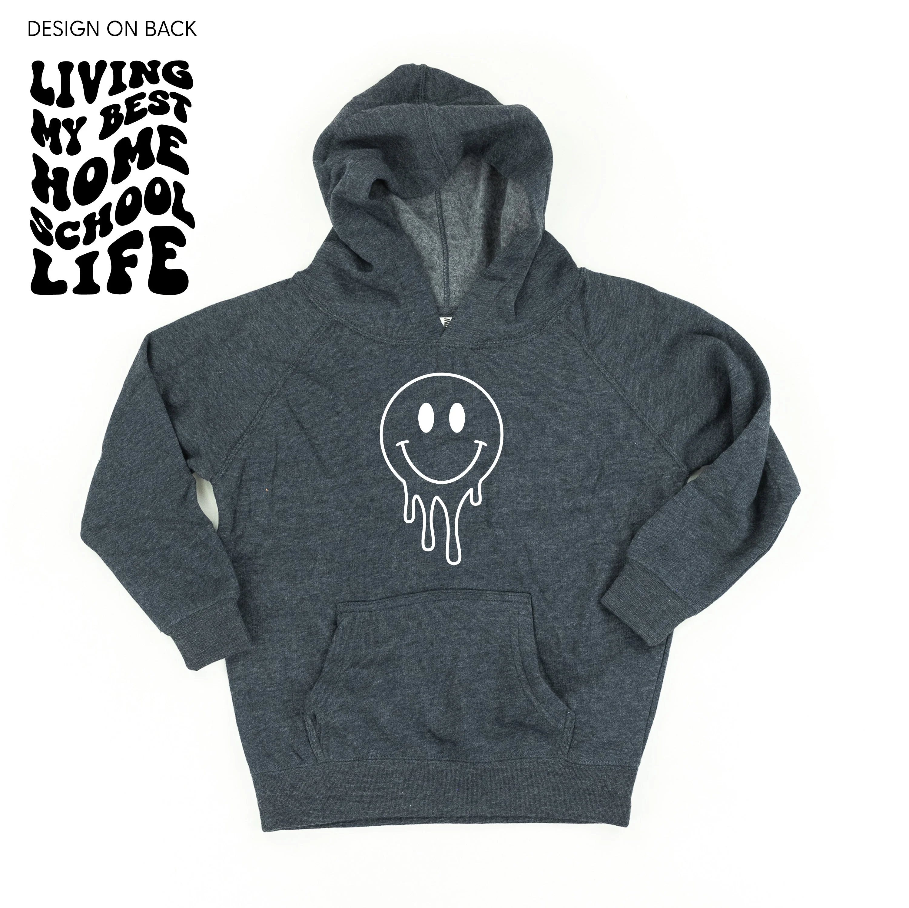 Living My Best Home School Life - Melty Smiley (f & b) - Child HOODIE - Image 3