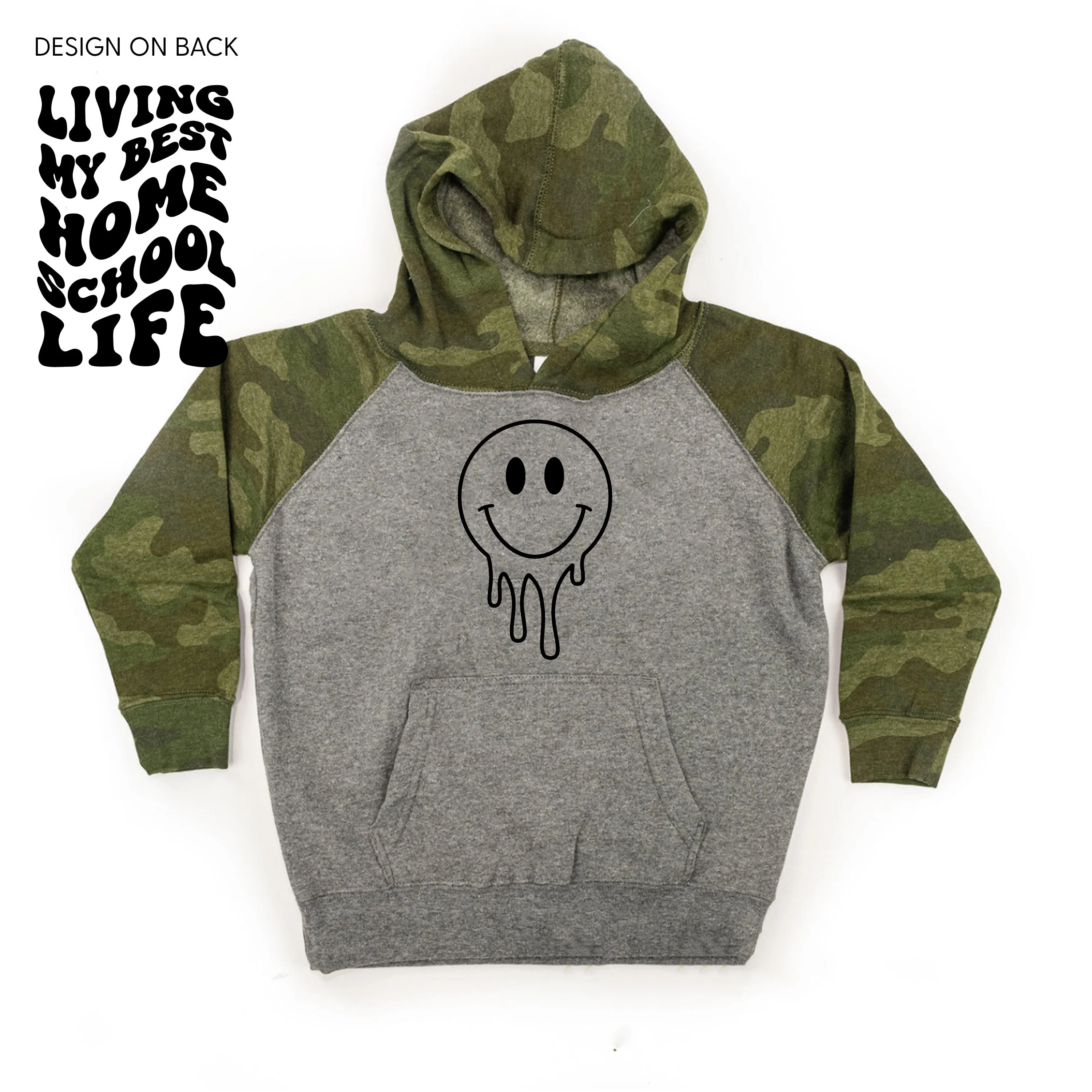 Living My Best Home School Life - Melty Smiley (f & b) - Child HOODIE - Image 5