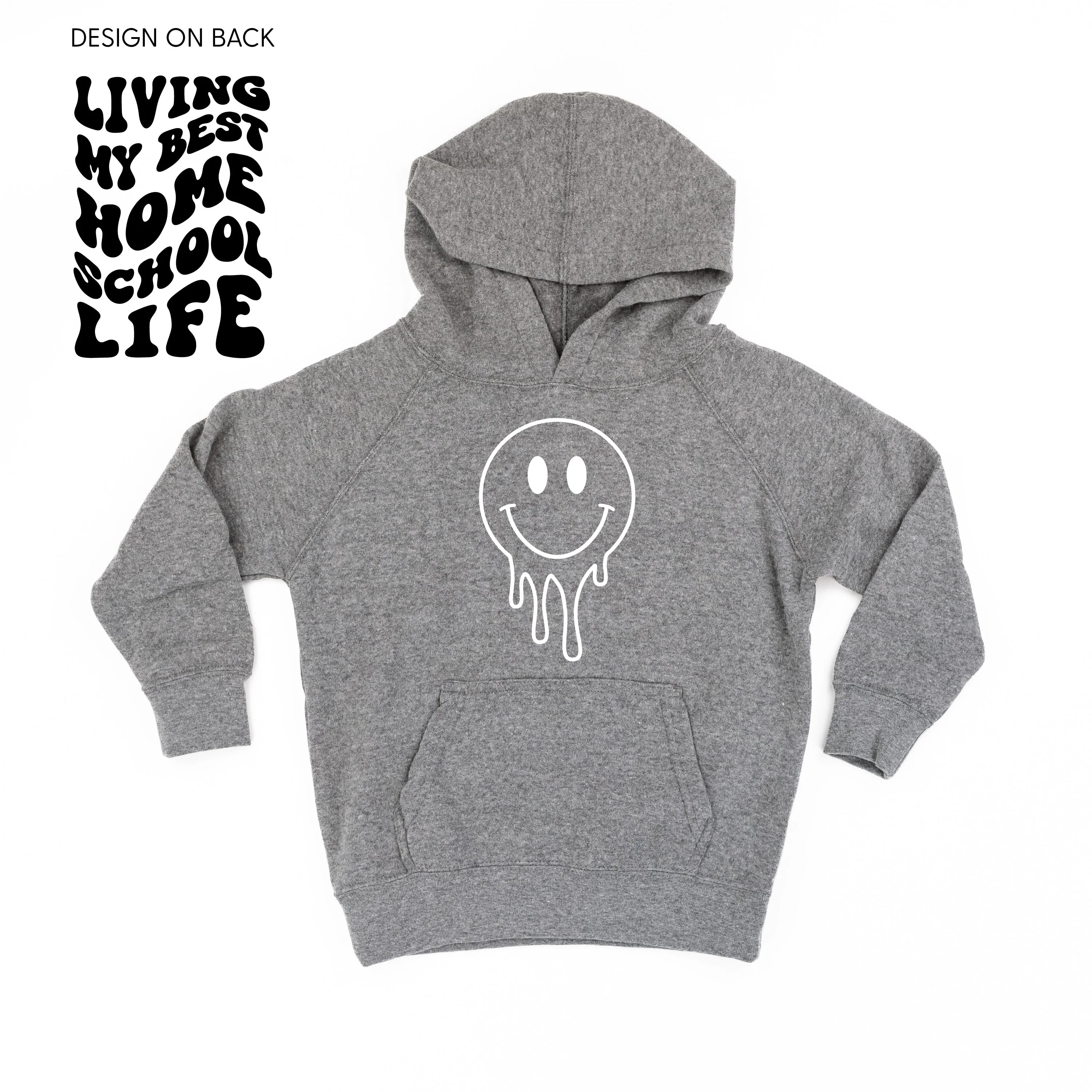 Living My Best Home School Life - Melty Smiley (f & b) - Child HOODIE - Image 6