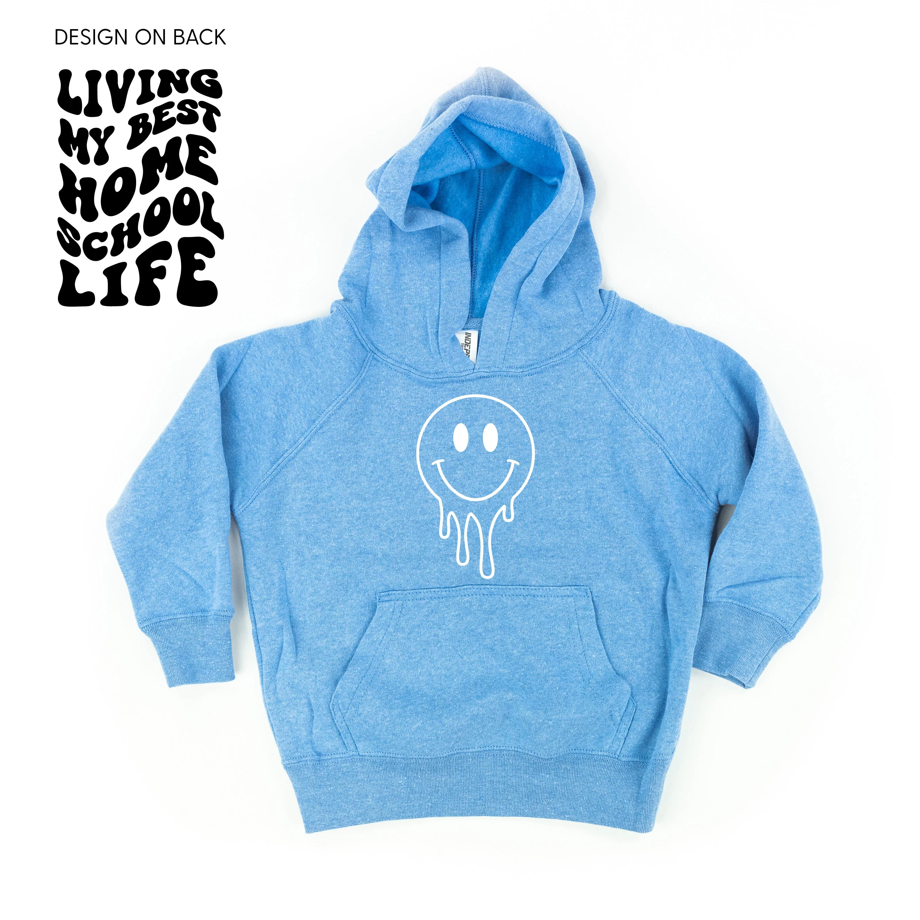 Living My Best Home School Life - Melty Smiley (f & b) - Child HOODIE - Image 7