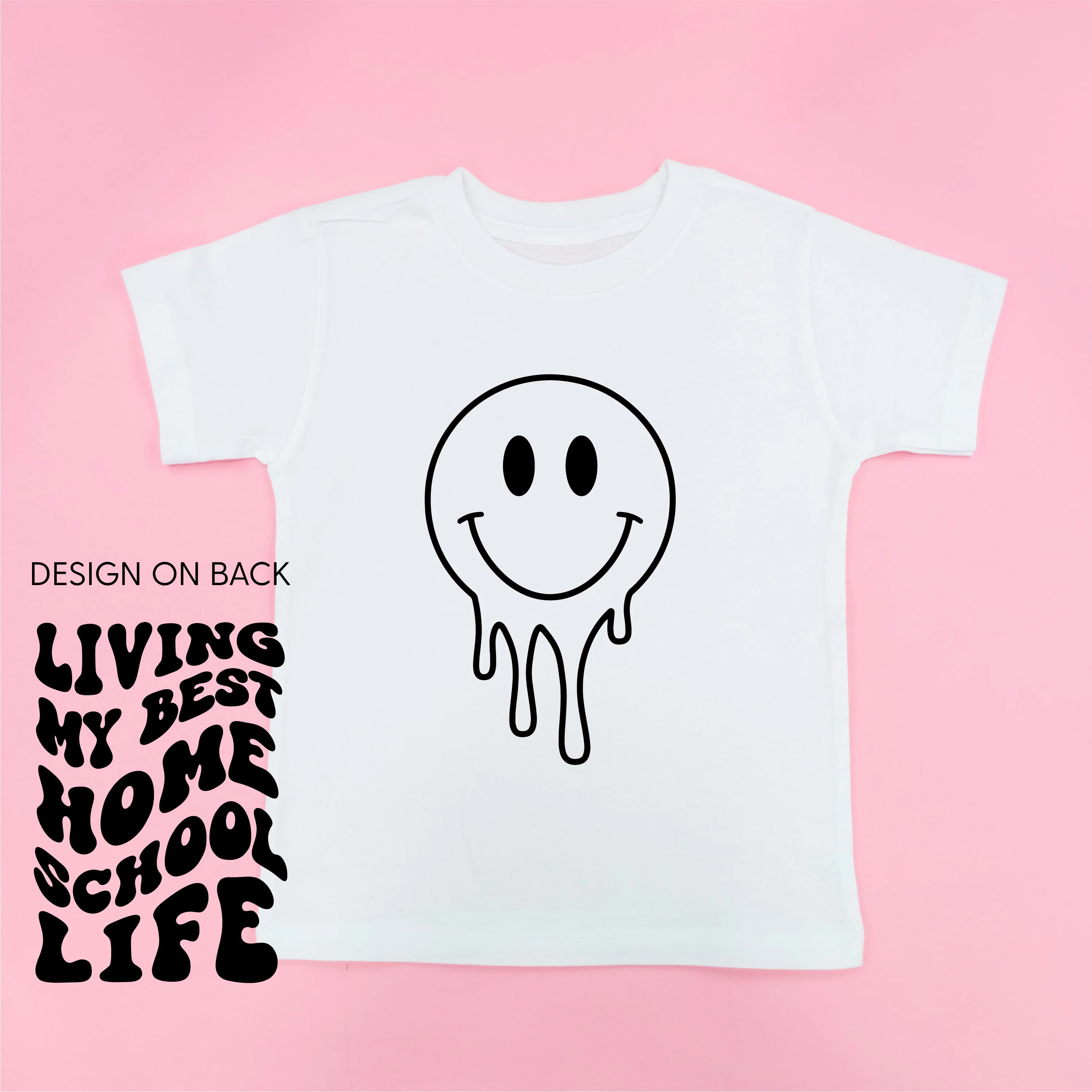 Living My Best Home School Life - Melty Smiley (f & b) - Child Tee - Image 8