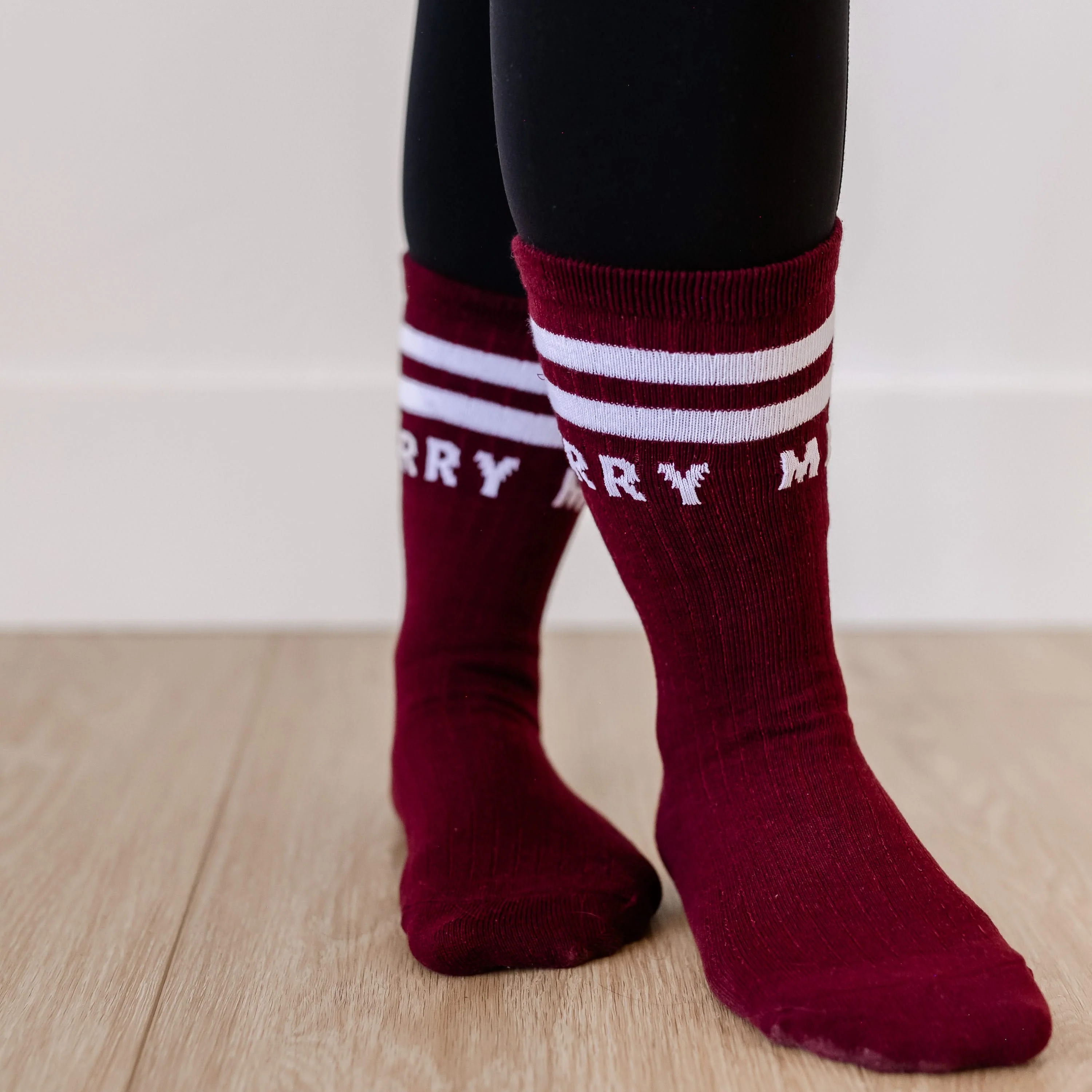 LMSS® CREW SOCKS - Maroon Merry - Image 3
