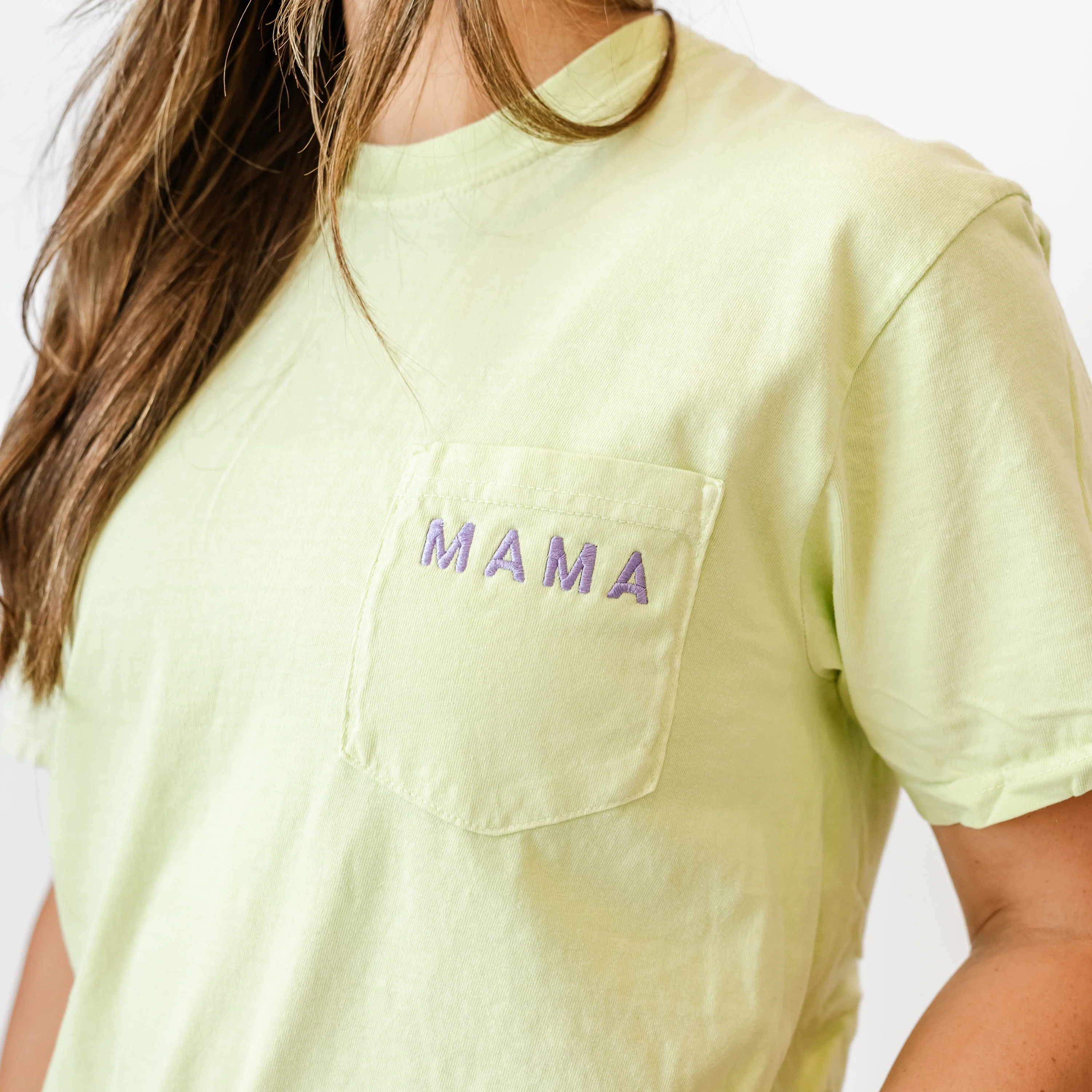 Embroidered - Mama Tiny Caps - Pocket Tee - Image 2