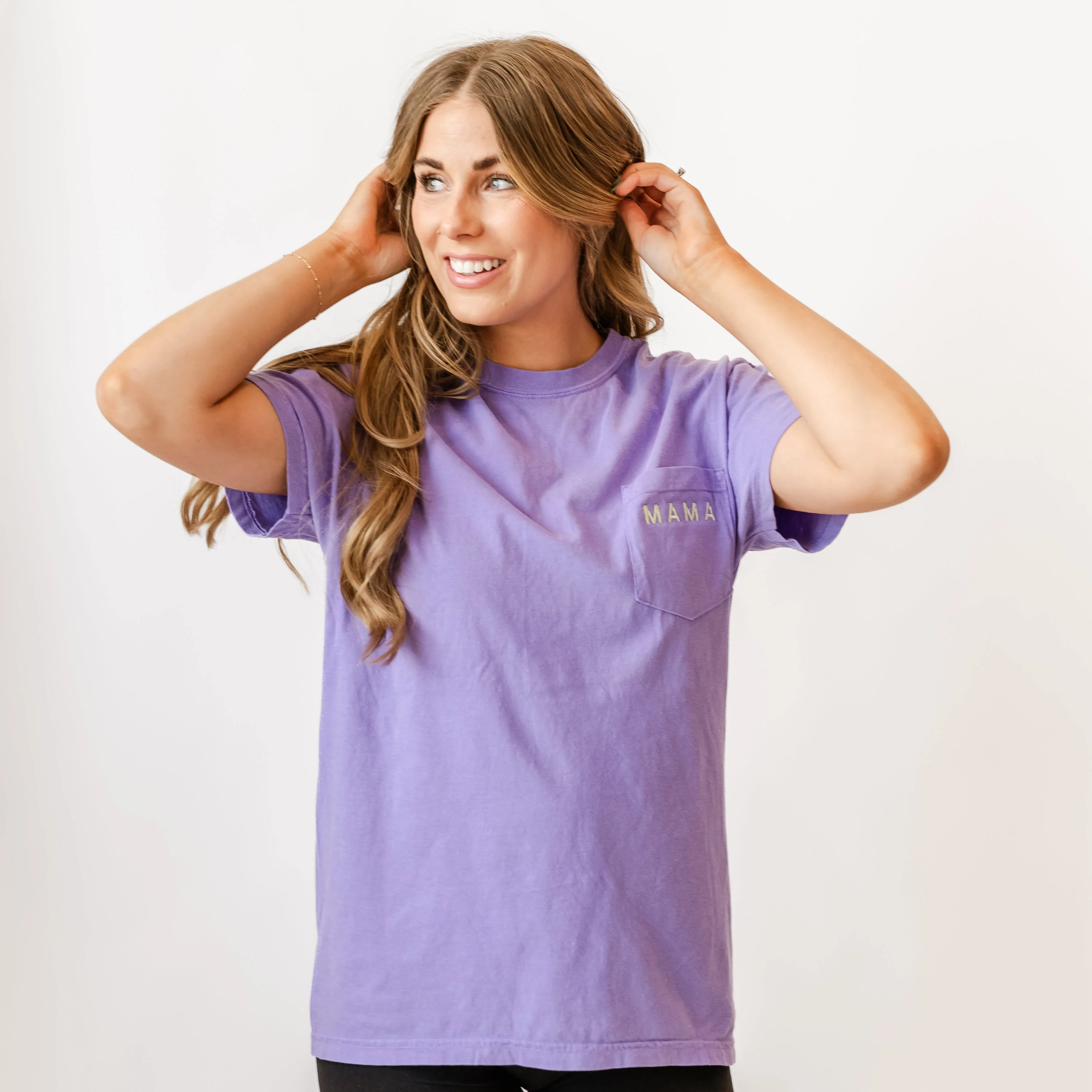 Embroidered - Mama Tiny Caps - Pocket Tee - Image 4