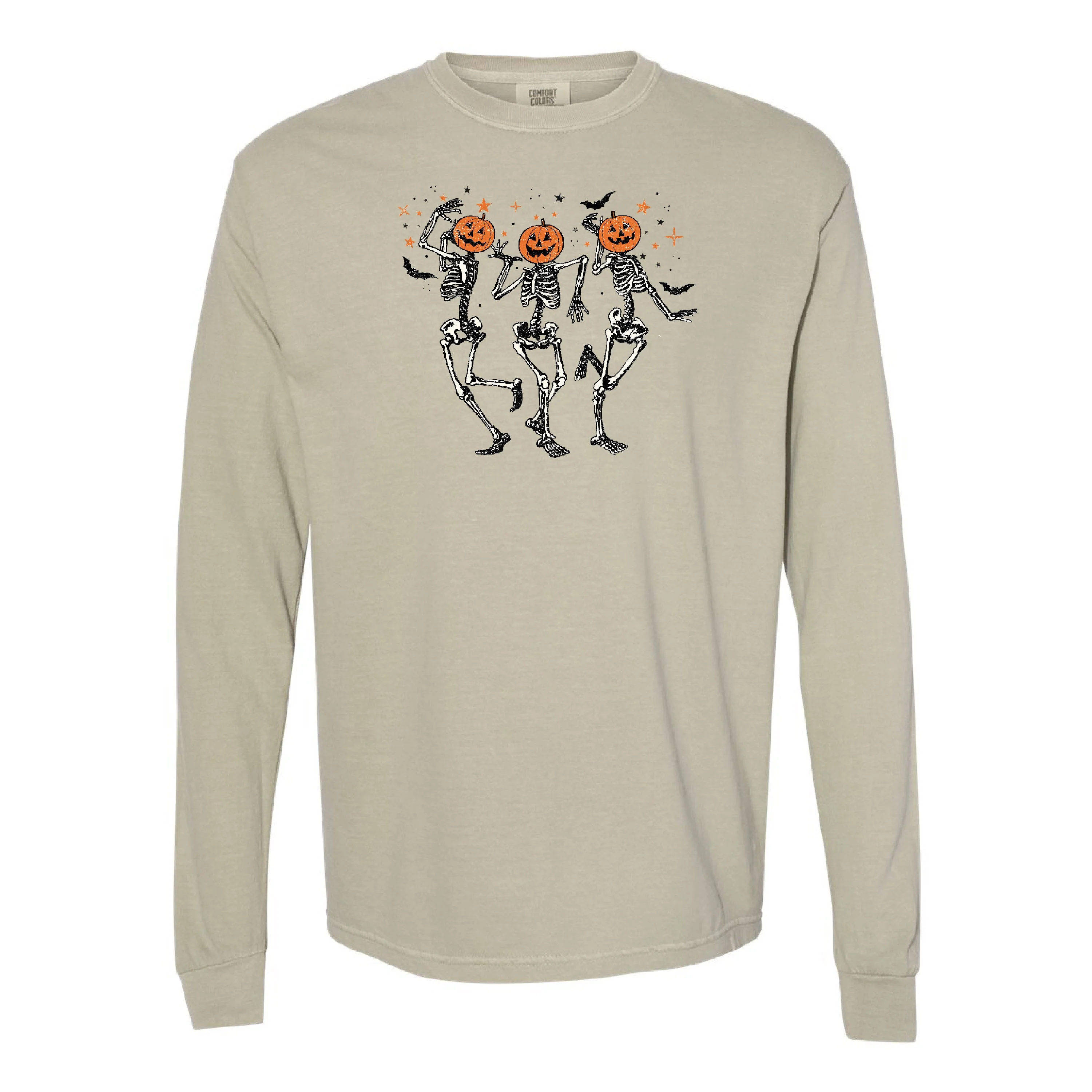 Pumpkin Head Dancing Skellies - Long Sleeve Comfort Colors Tee - Image 4