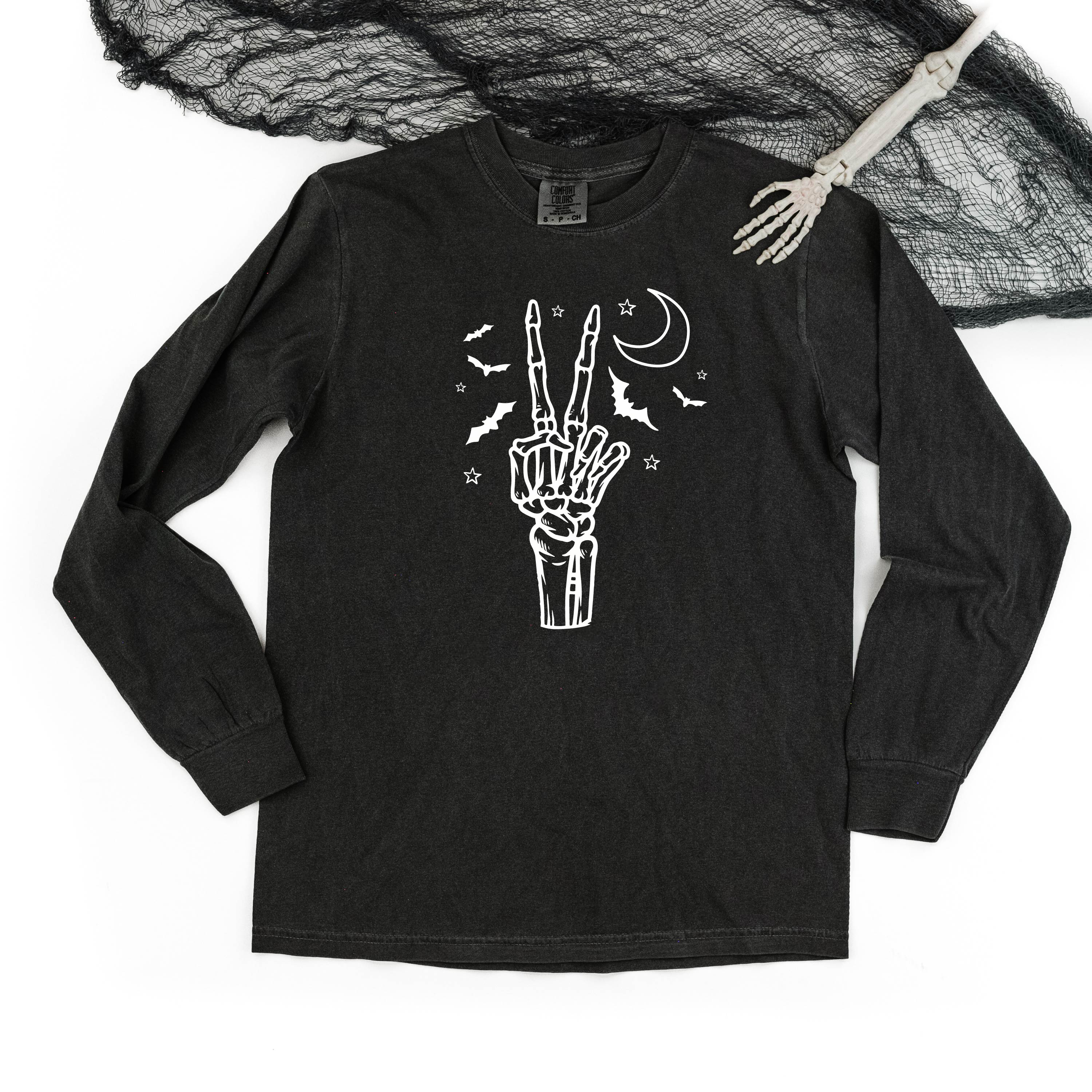 Peace - Skeleton - Long Sleeve Comfort Colors Tee - Image 5