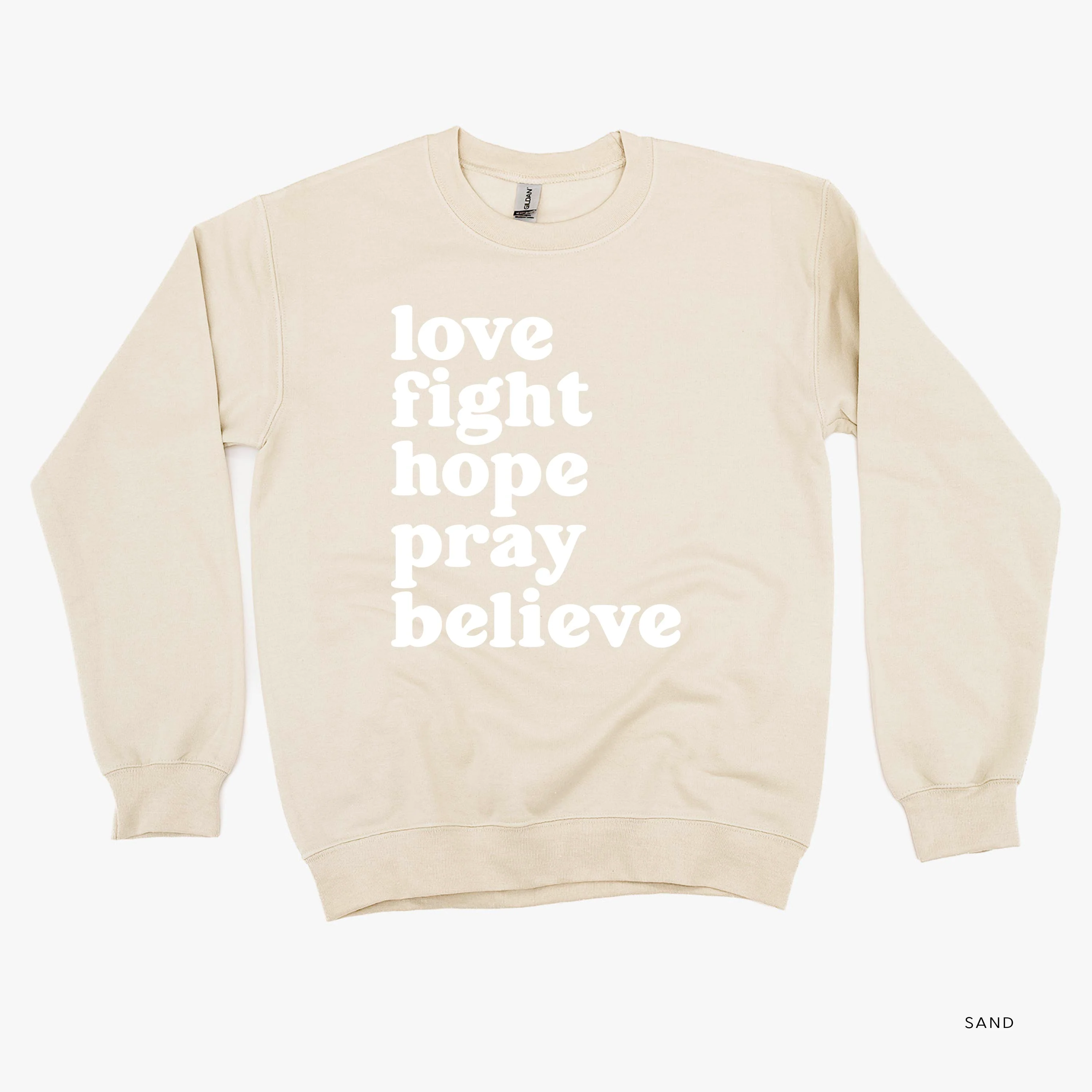 Love Fight Hope Pray Believe - BASIC FLEECE CREWNECK - Image 10