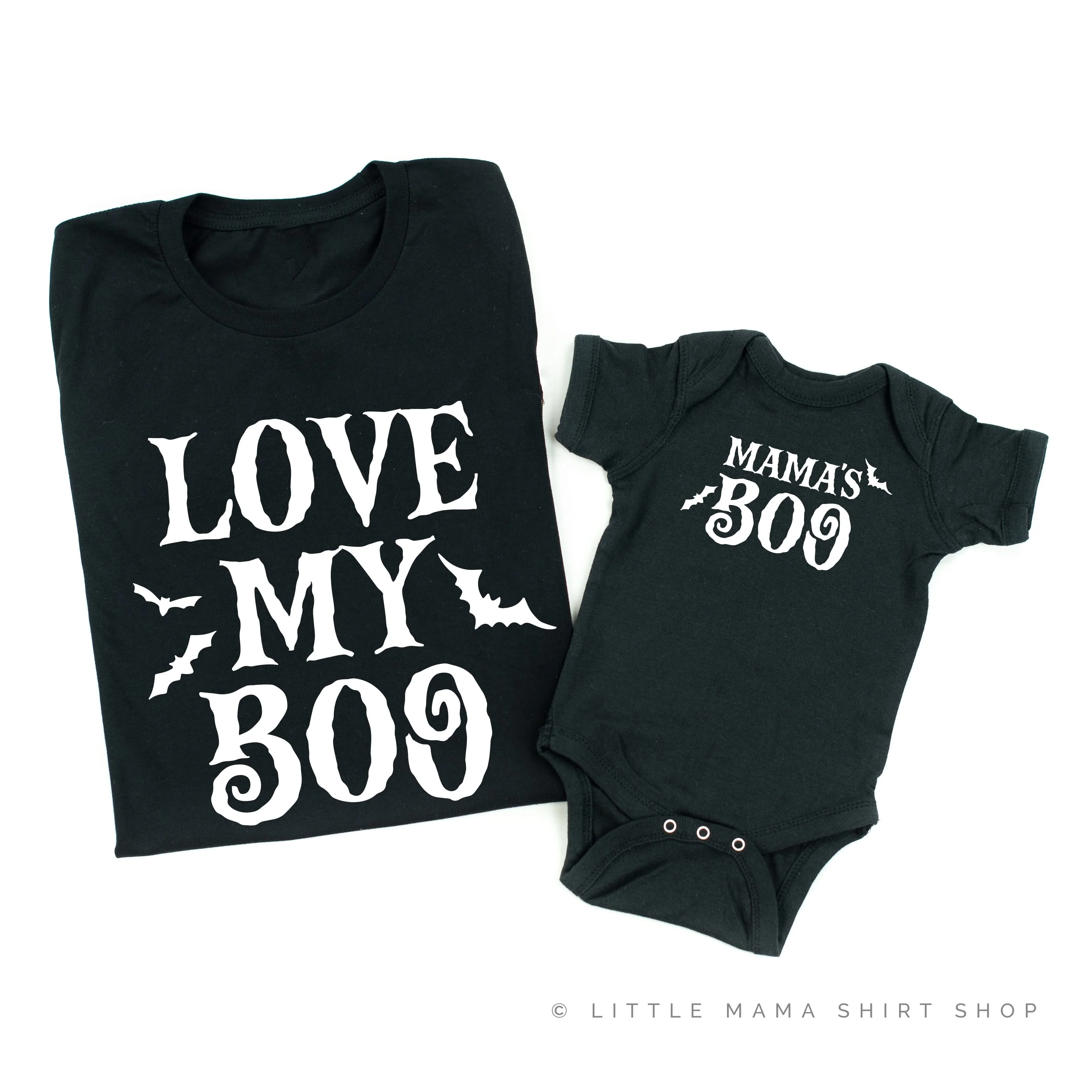 Love My Boo (Bats) / Mama's Boo (Bats) - Set of 2 Matching Tees - Image 2