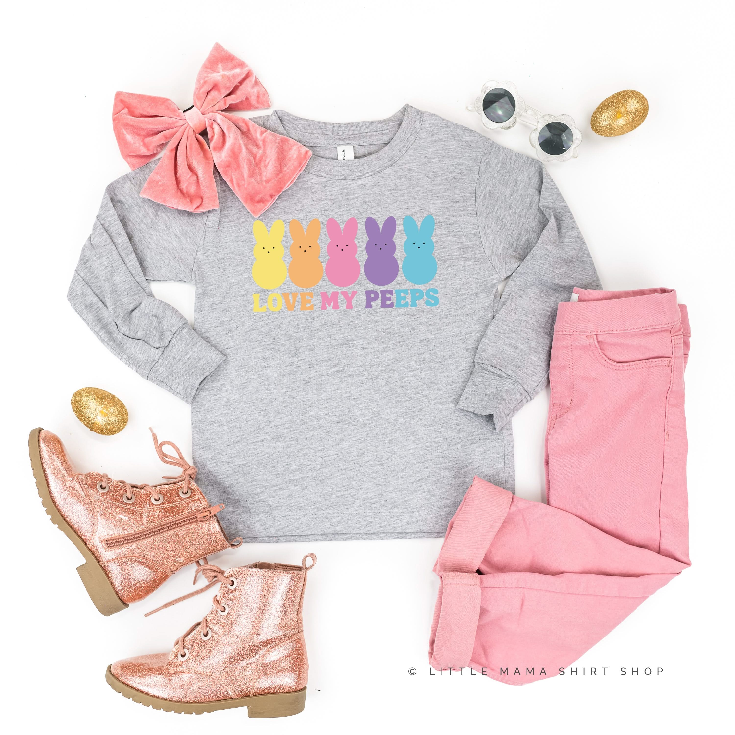 Love My Peeps - Neon - Child Long Sleeve Tee - Image 2