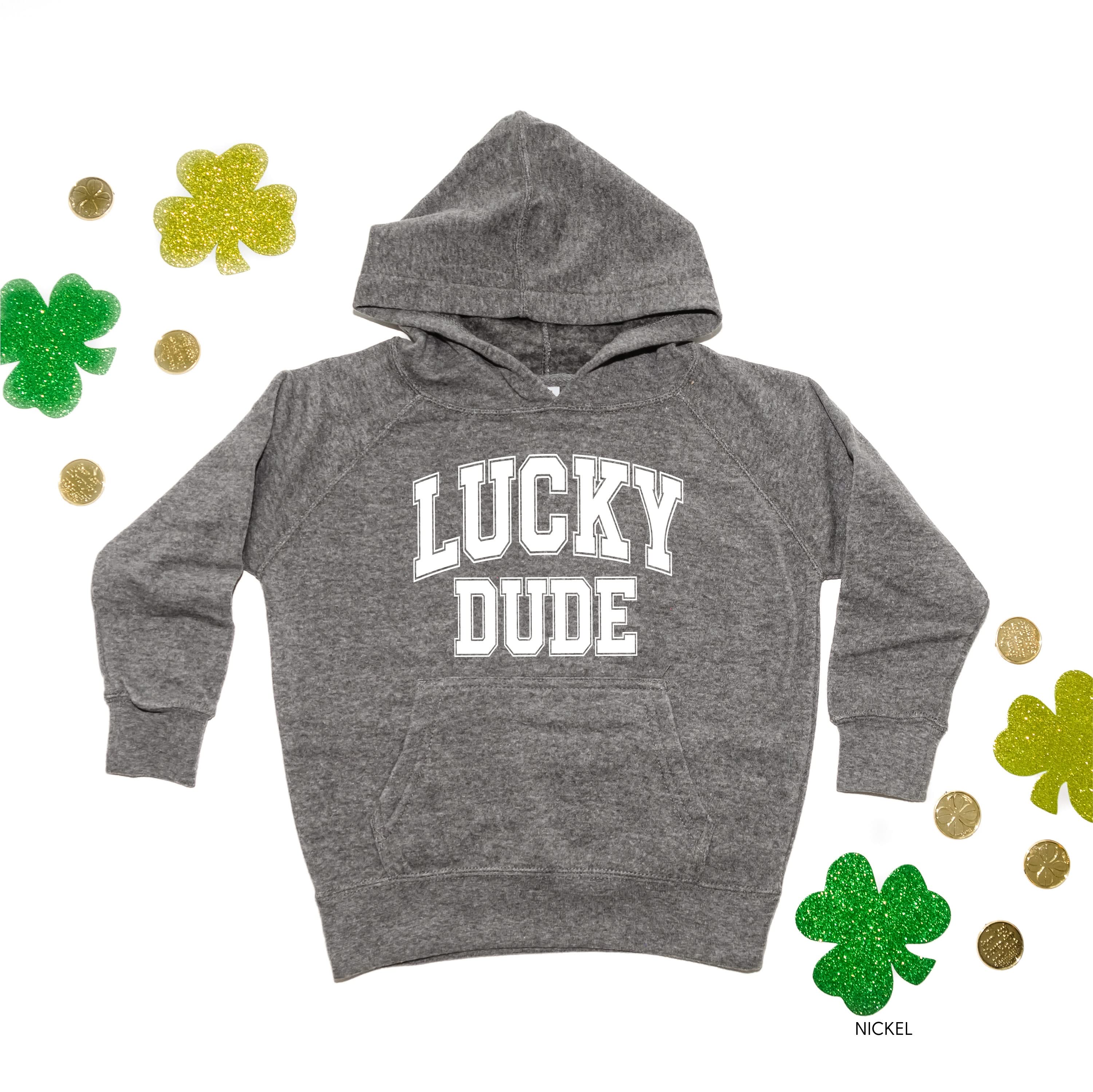 Lucky Dude - Varsity Outline - Child Hoodie - Image 4