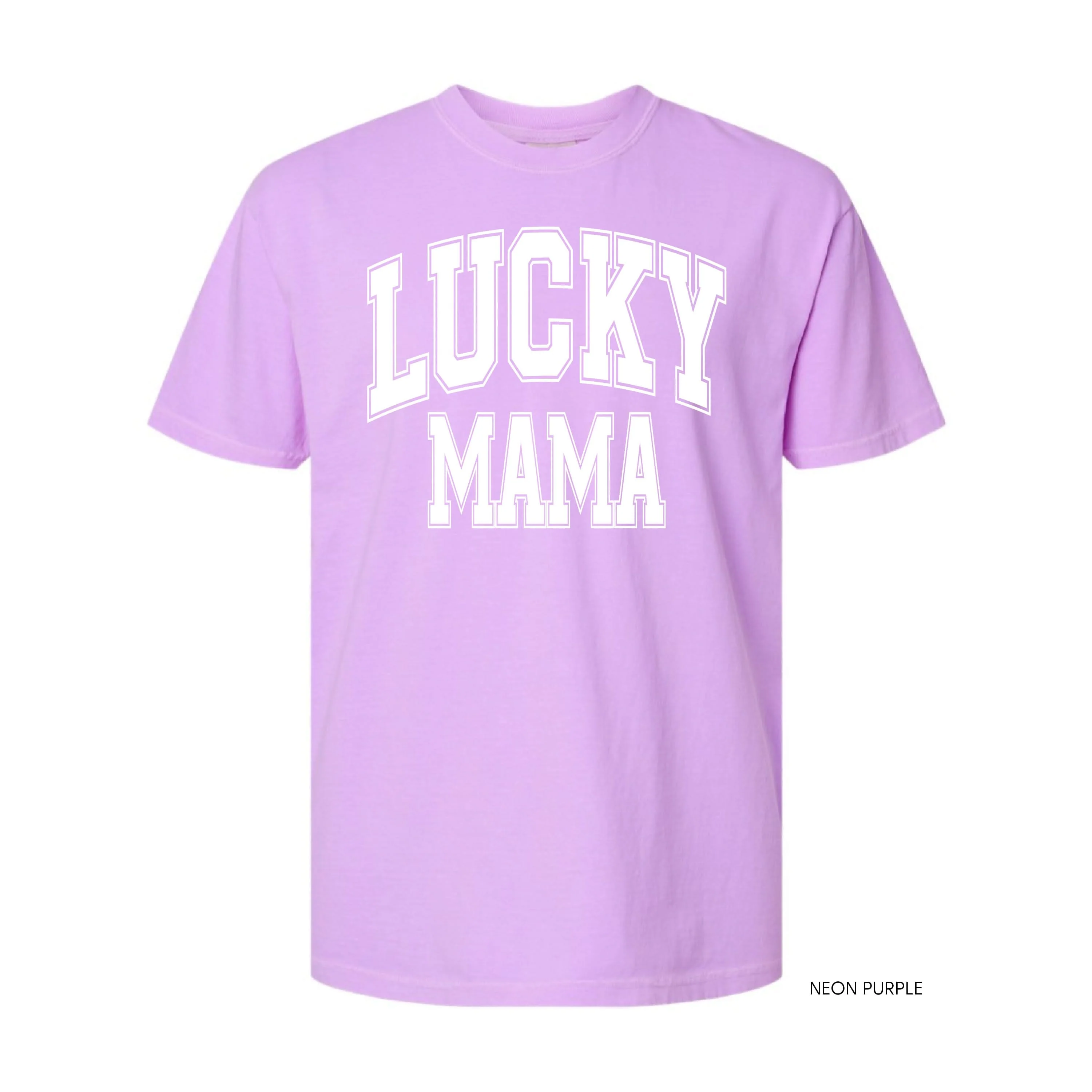 Lucky Mama - Varsity Outline - Comfort Colors Tee - Image 8
