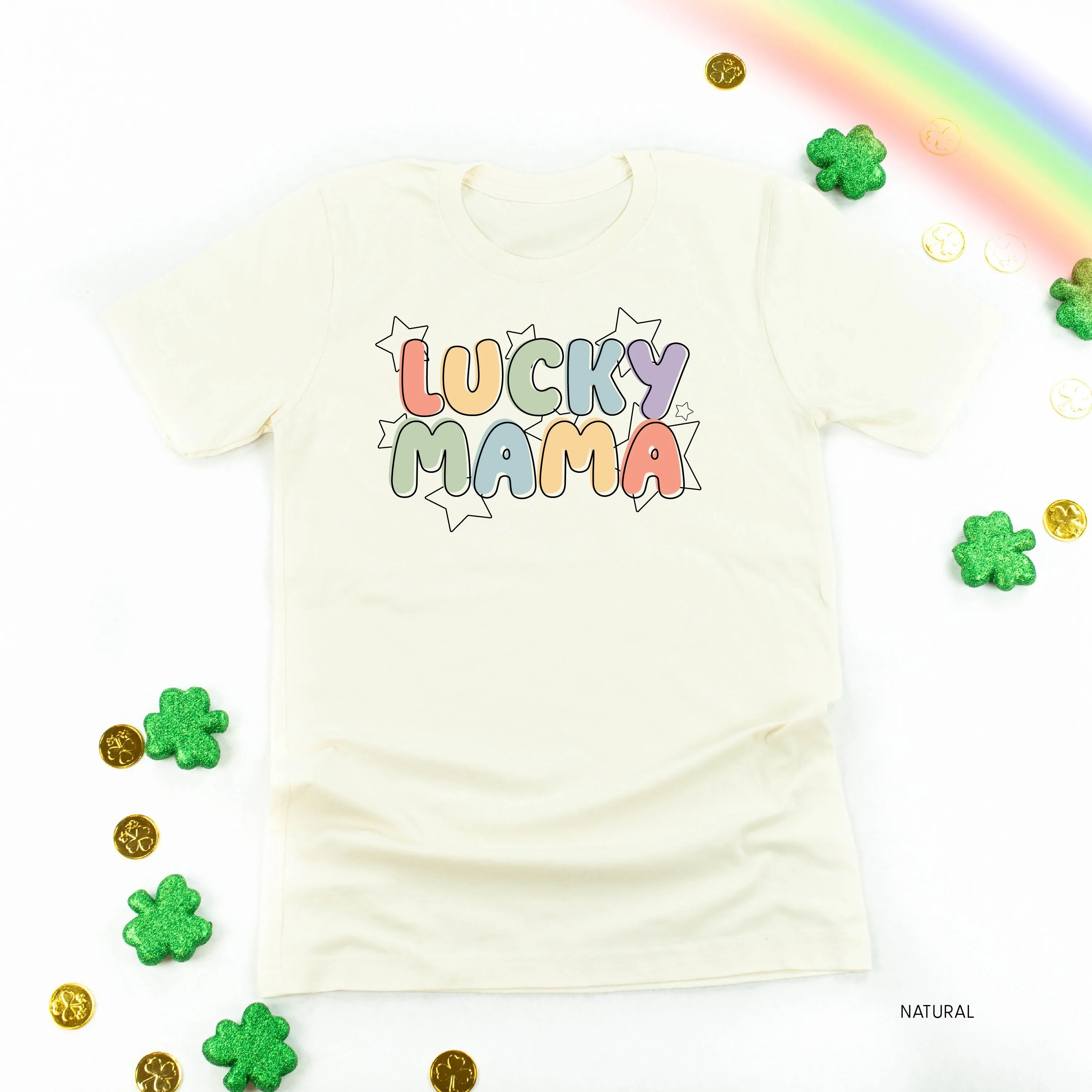 Bubble Letters & Stars Lucky Mama - Unisex Tee - Image 6