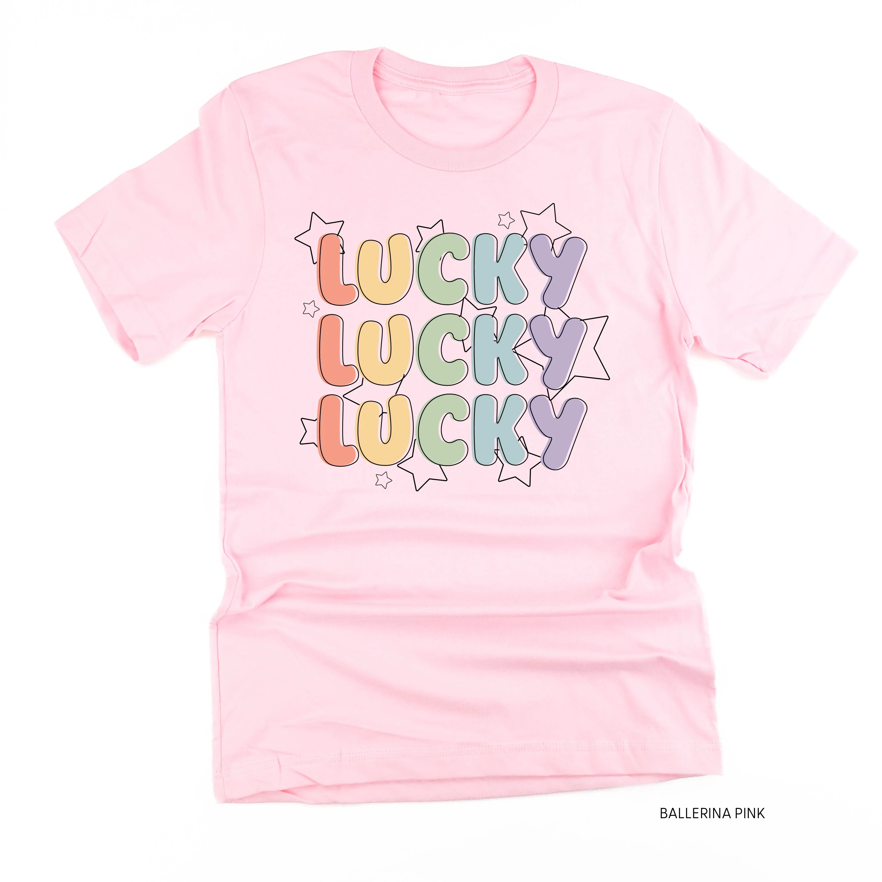 Bubble Letters & Stars Lucky x3 - Unisex Tee - Image 5