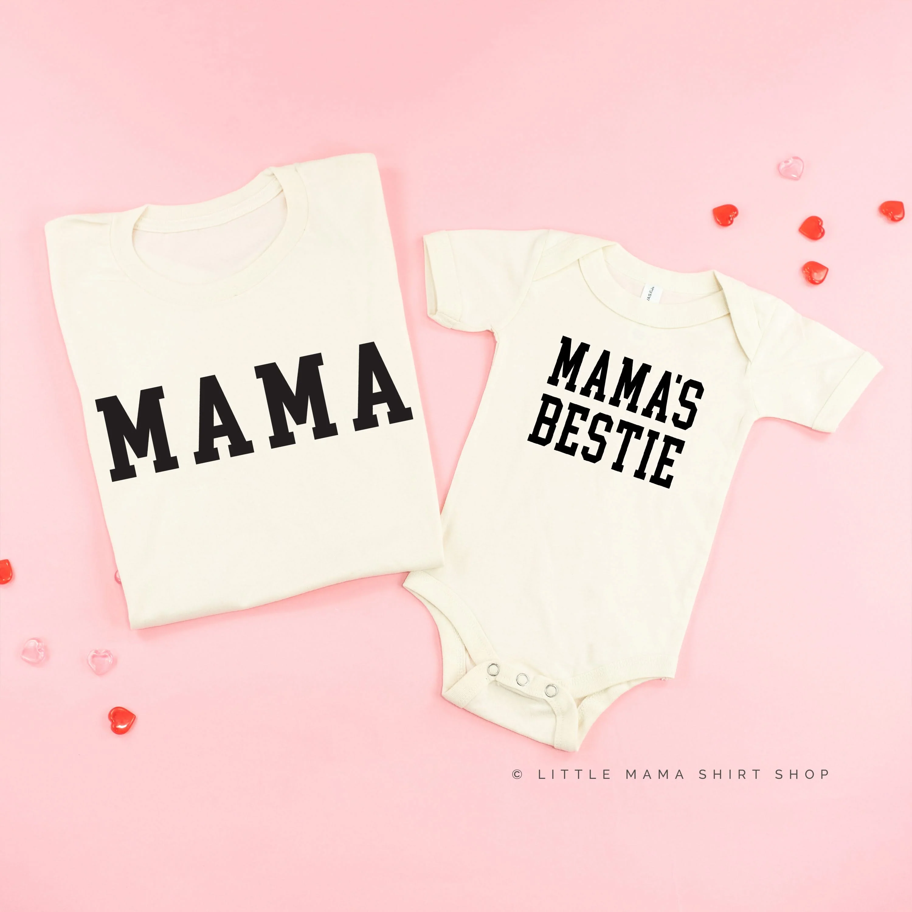 Mama - Varsity / Mama's Bestie - Set of 2 Matching Tees - Image 4