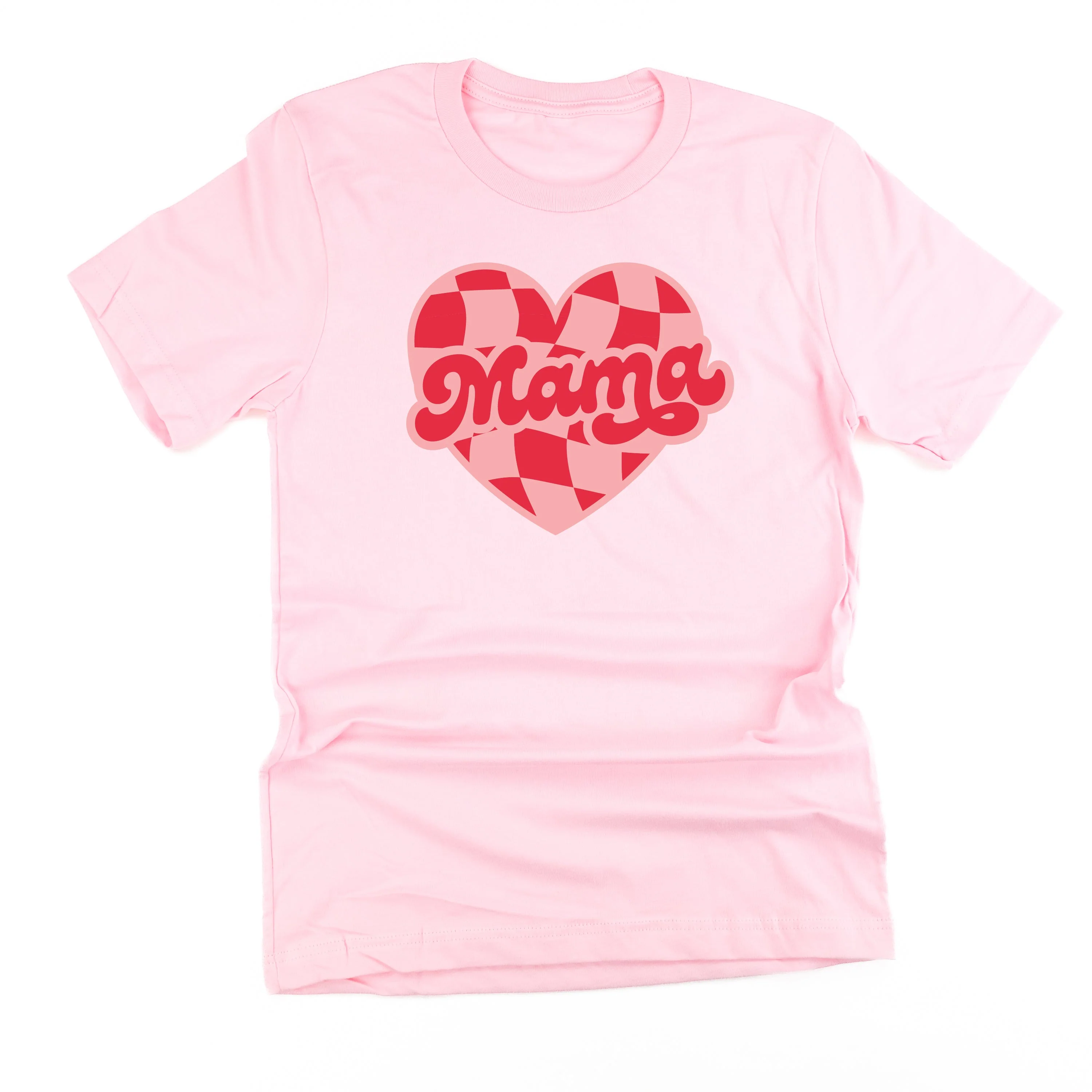 Mama - Pink & Red Checker Heart - Unisex Tee - Image 5