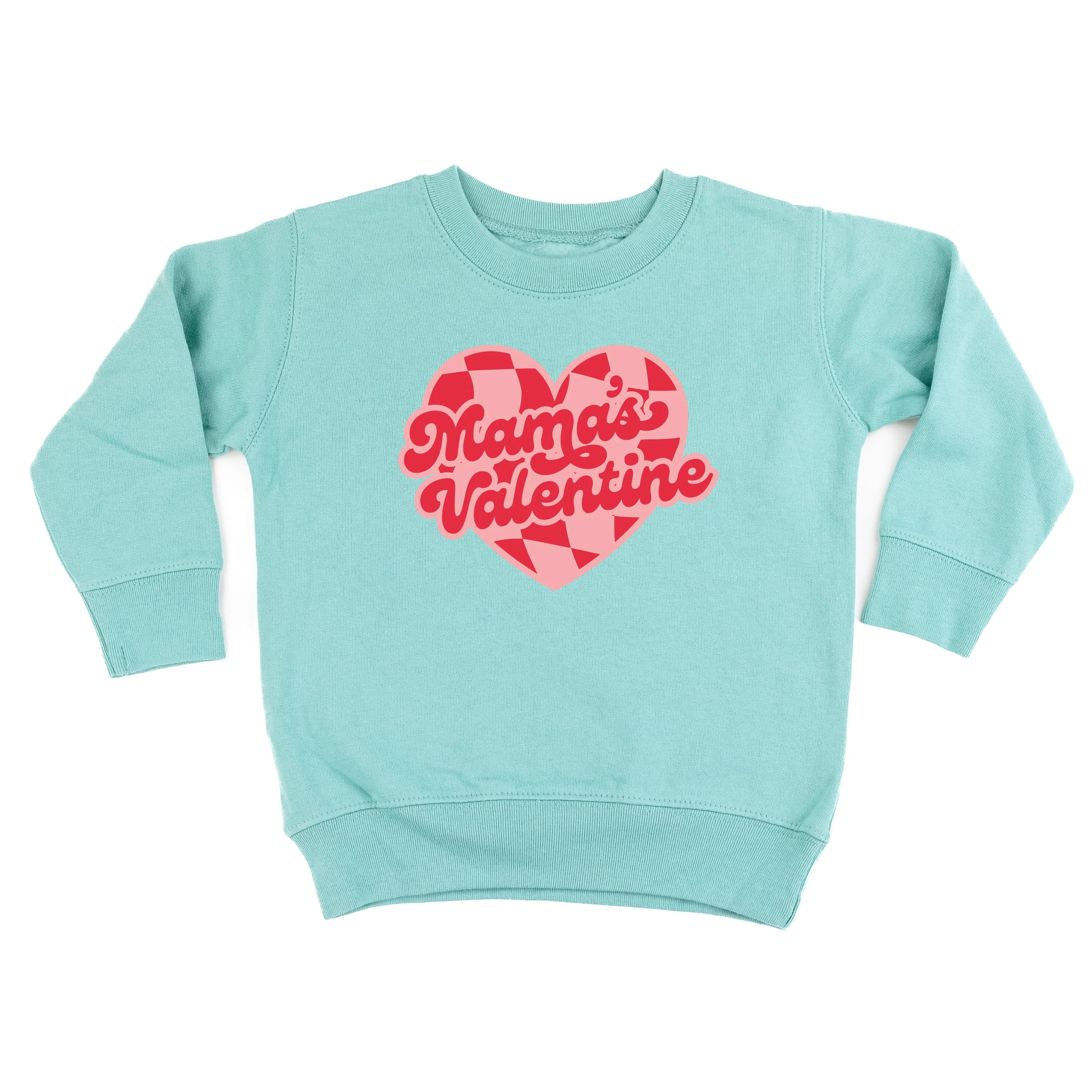 Mama's Valentine - Pink & Red Checker Heart - Child Sweater - Image 2